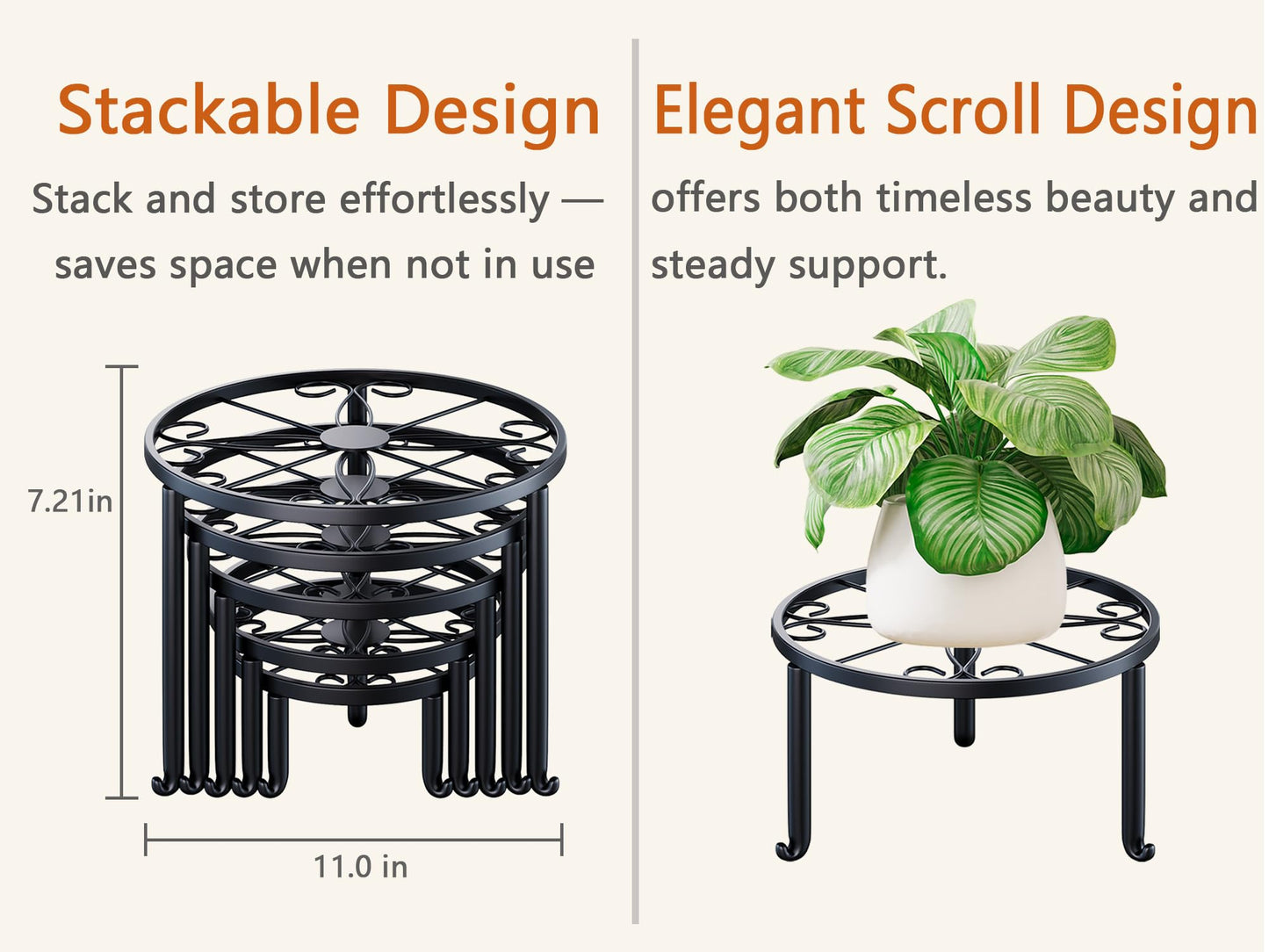 NQW 5 Pack Metal Plant Stand Indoor Outdoor Heavy Duty Rustproof Iron Flower Pot Stand Holder for Multiple Plants, Potted Holder Display Flower Shelf