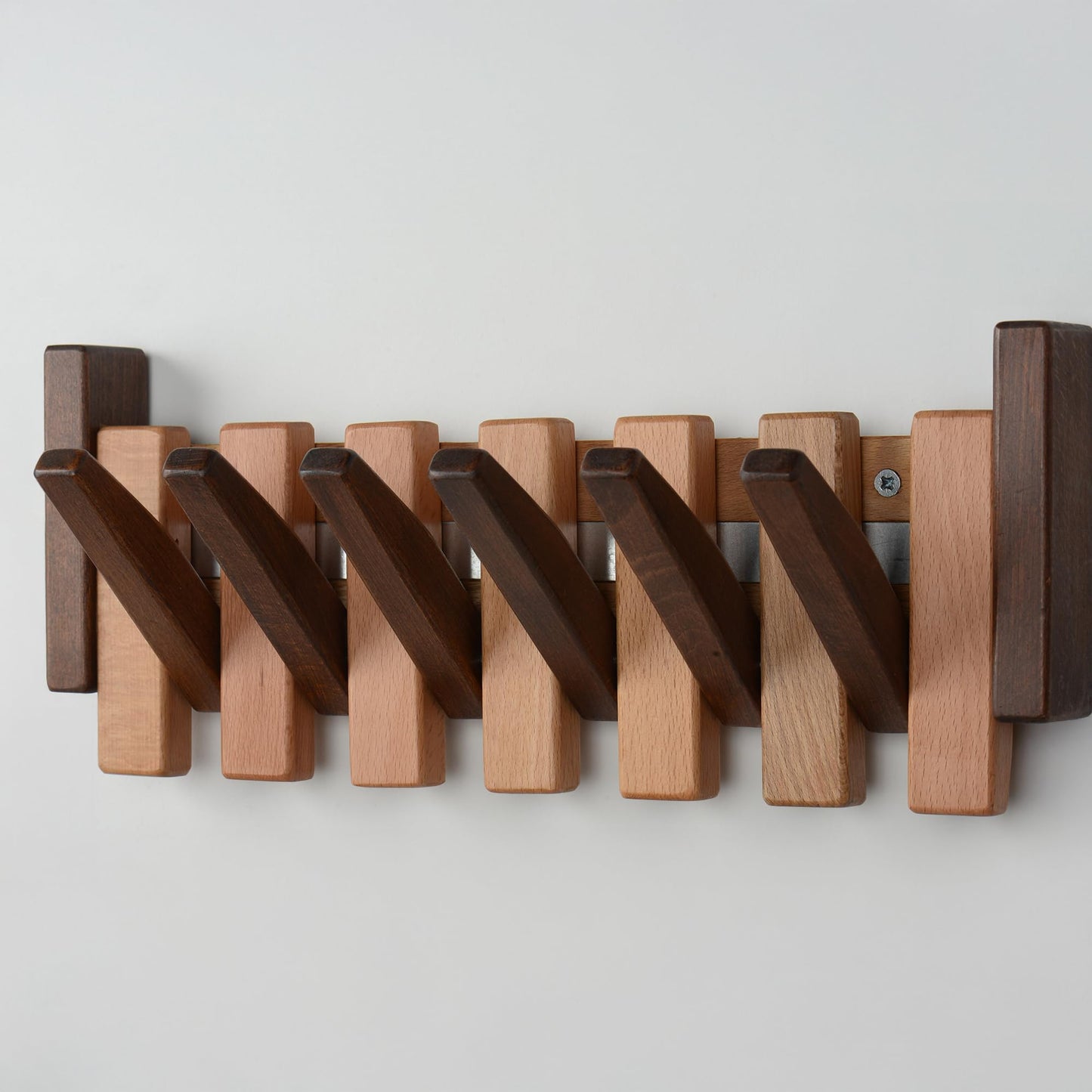 TEXAS BEST GIFT Piano Key Coat Rack – 6-Hook Wall-Mounted Rack in Solid Beech – Space-Saving Flip Hooks – Entryway Organizer for Coats, Hats, Bags