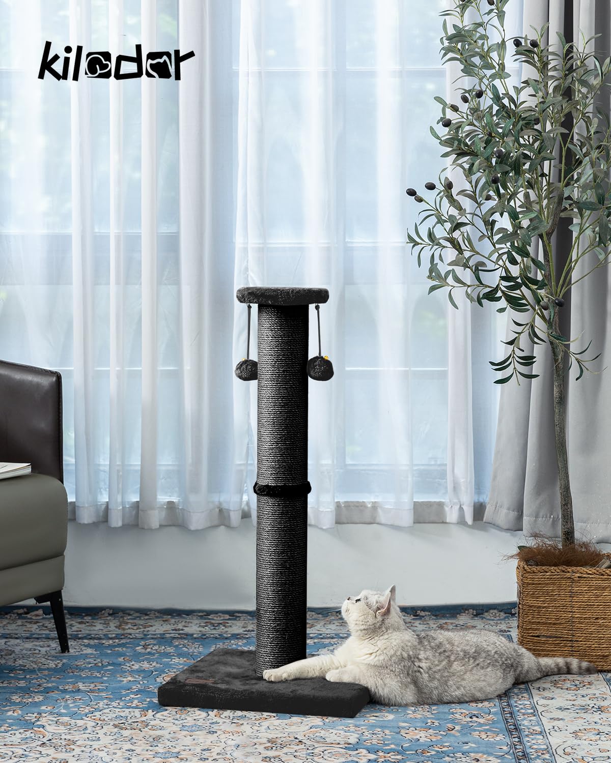 Kilodor 34Inch Tall Cat Scratching Post for Indoor Cats Adults
