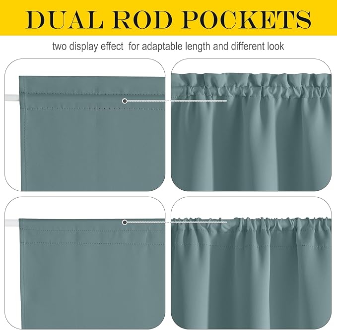 NICETOWN French Door Curtain - Privacy Blackout 30 x 72 inch Room Darkening Curtains for Glass Door/Doorway, Thermal Insulated Window Blinds for Bedroom, Greyish Blue, 1 Panel