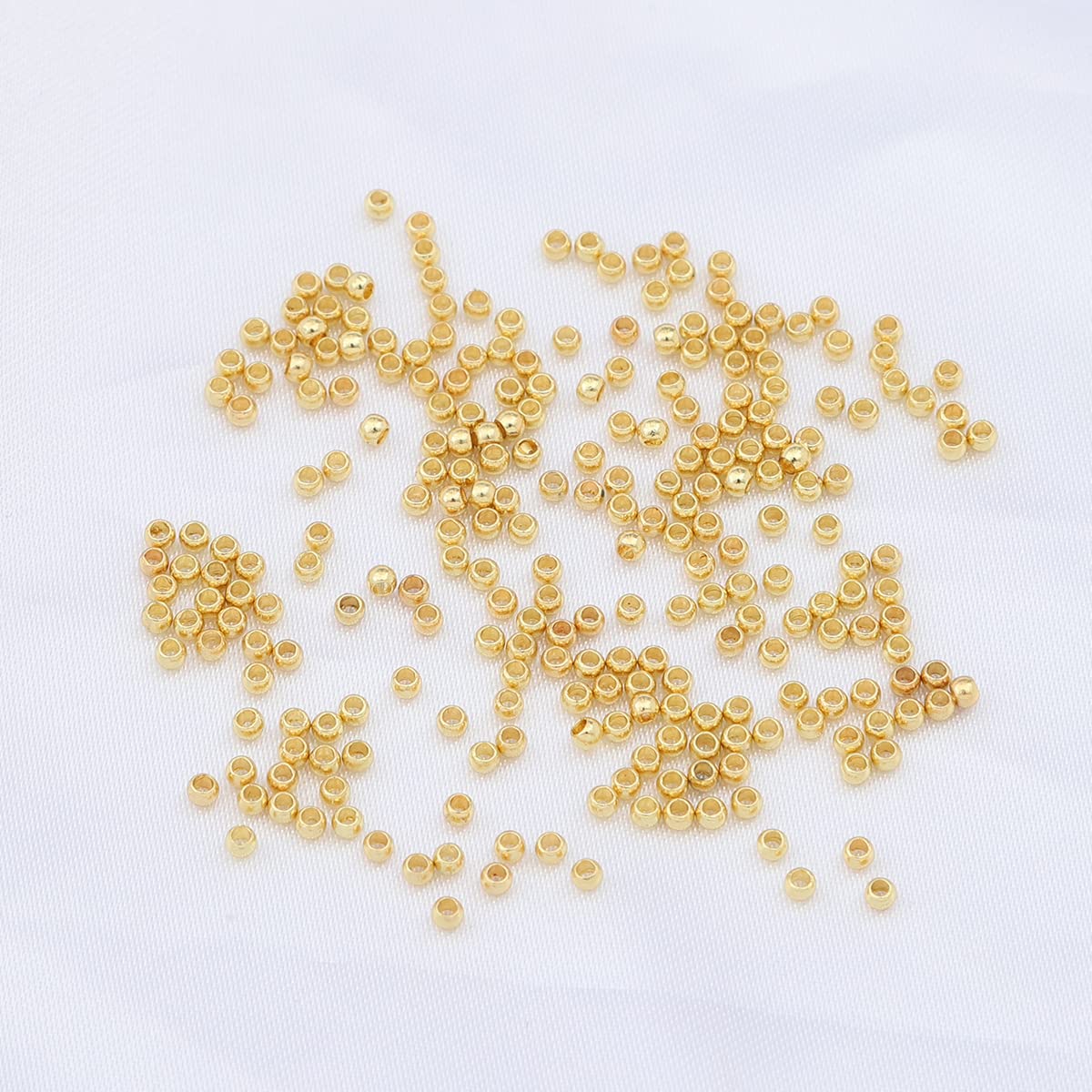 BEADIA 14K Gold Plated Round Spacer Beads 2mm 600pcs for Jewelry Making Findings Non Tarnish