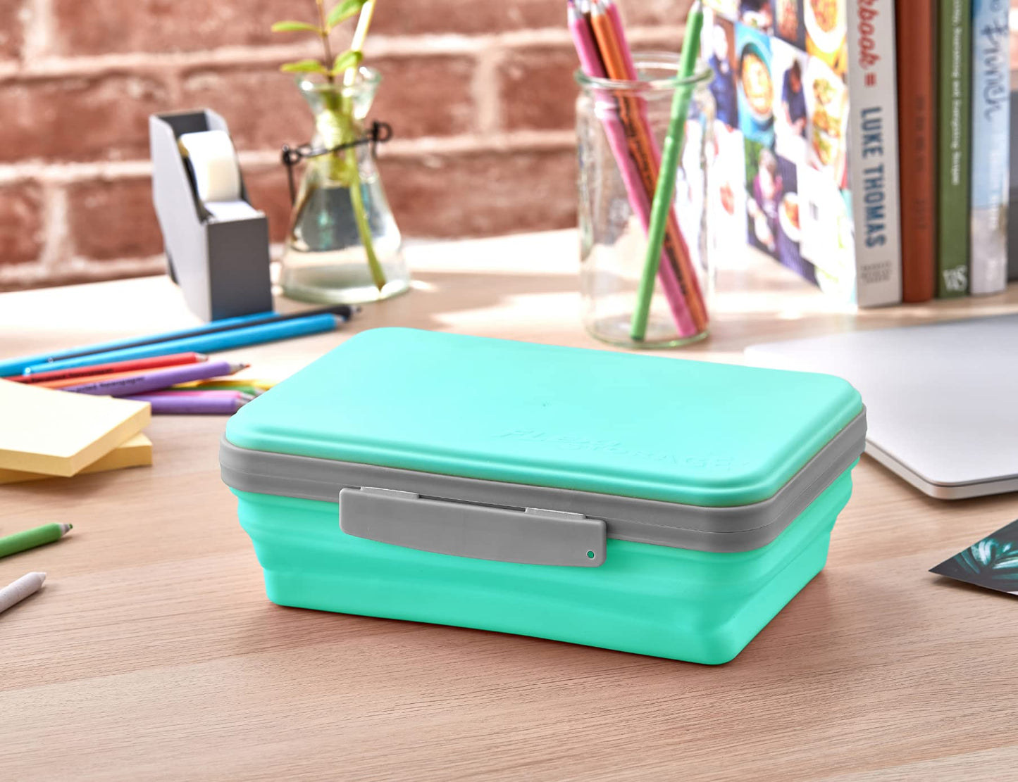 It's Academic Flexi Storage Box with Lid, Collapsible Pencil Case Design for Craft and School Supplies, 3-Pack