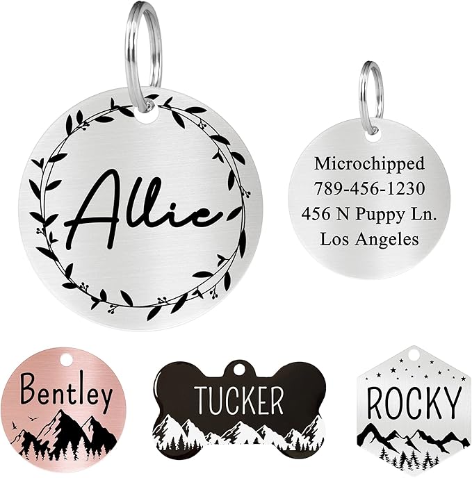 Ultra Joys Custom Dog Tag Personalized Pet Name Tag - Large Bone Mountain