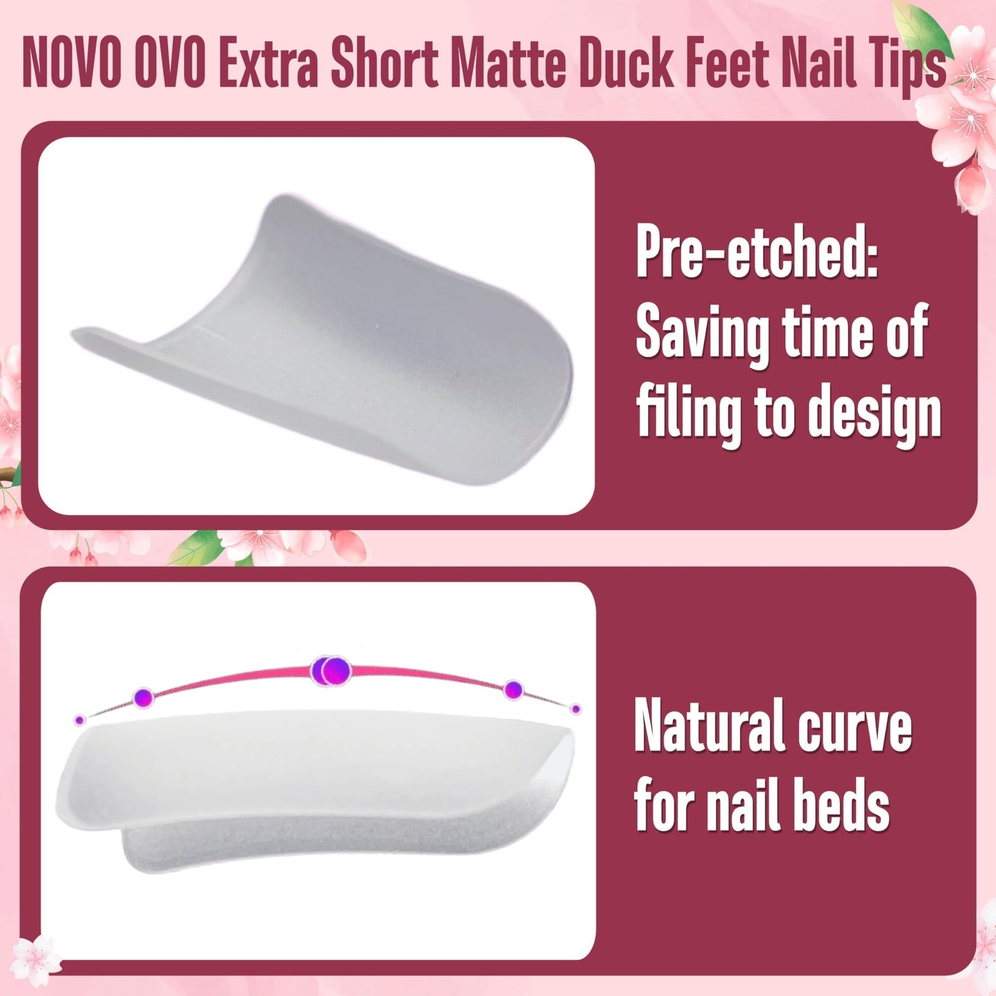 NOVO OVO Duck Nail Tips Extra Short Full Cover Press on, Pre-etched for Acrylic Design, Clear Pre-applied Tip Primer Soft Gel Y2K Flare Fake False Nail Extension Full Coverage x 12 Sizes 120 pcs
