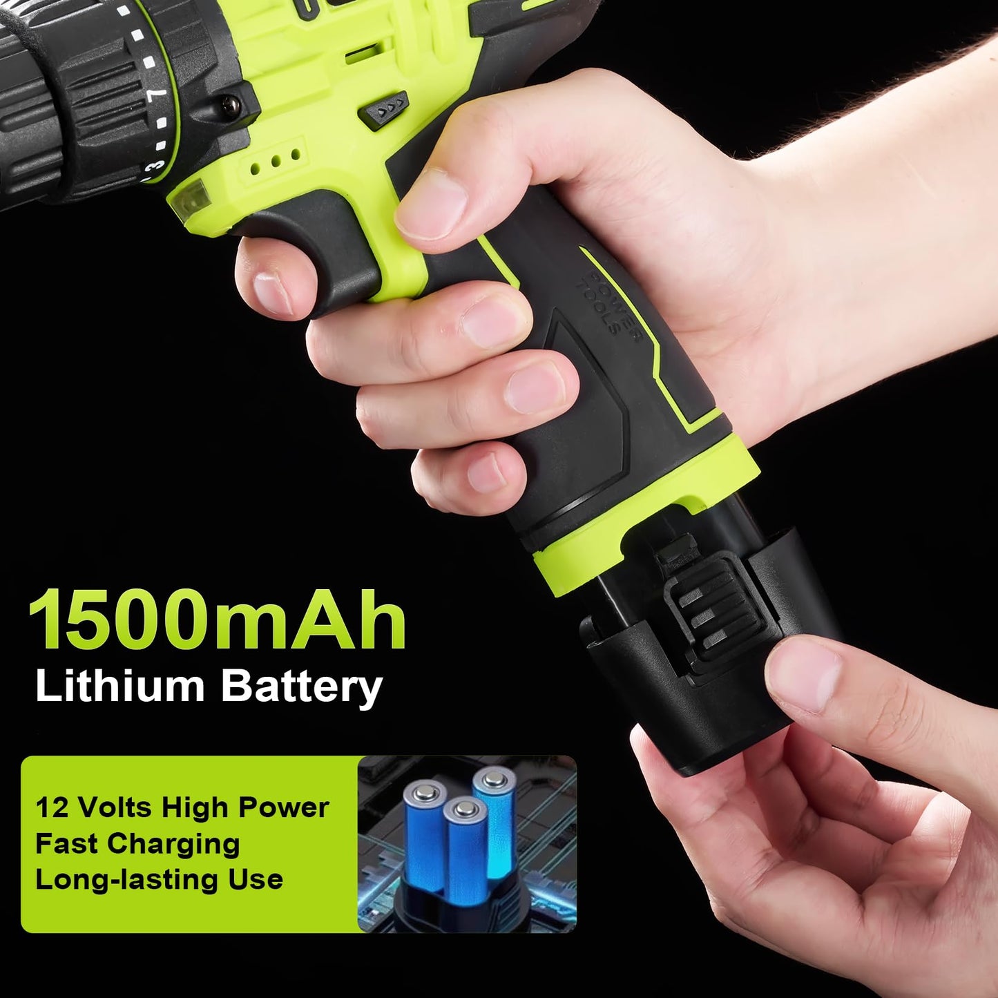 POWKITS Cordless Drill Tool Set: 12V Power Drill Tool Kit with Battery & Charger, Portable Household Basic Drills Case for Men & Women, Homeowner, Diyer, Handyman, 142 Piece