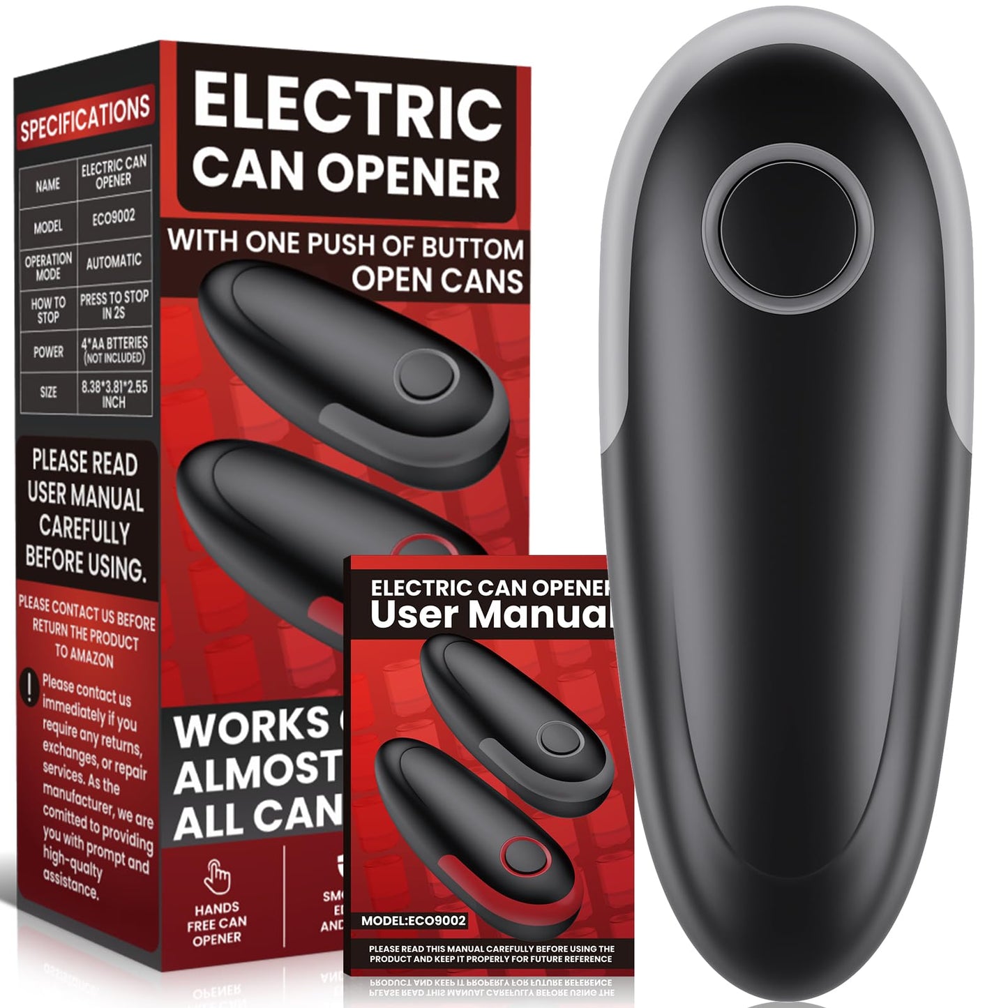 One Touch Electric Can Opener Fits All Can Sizes, Kitchen Gadgets Battery Operated Can Openers for Seniors, Arthritis and Chef