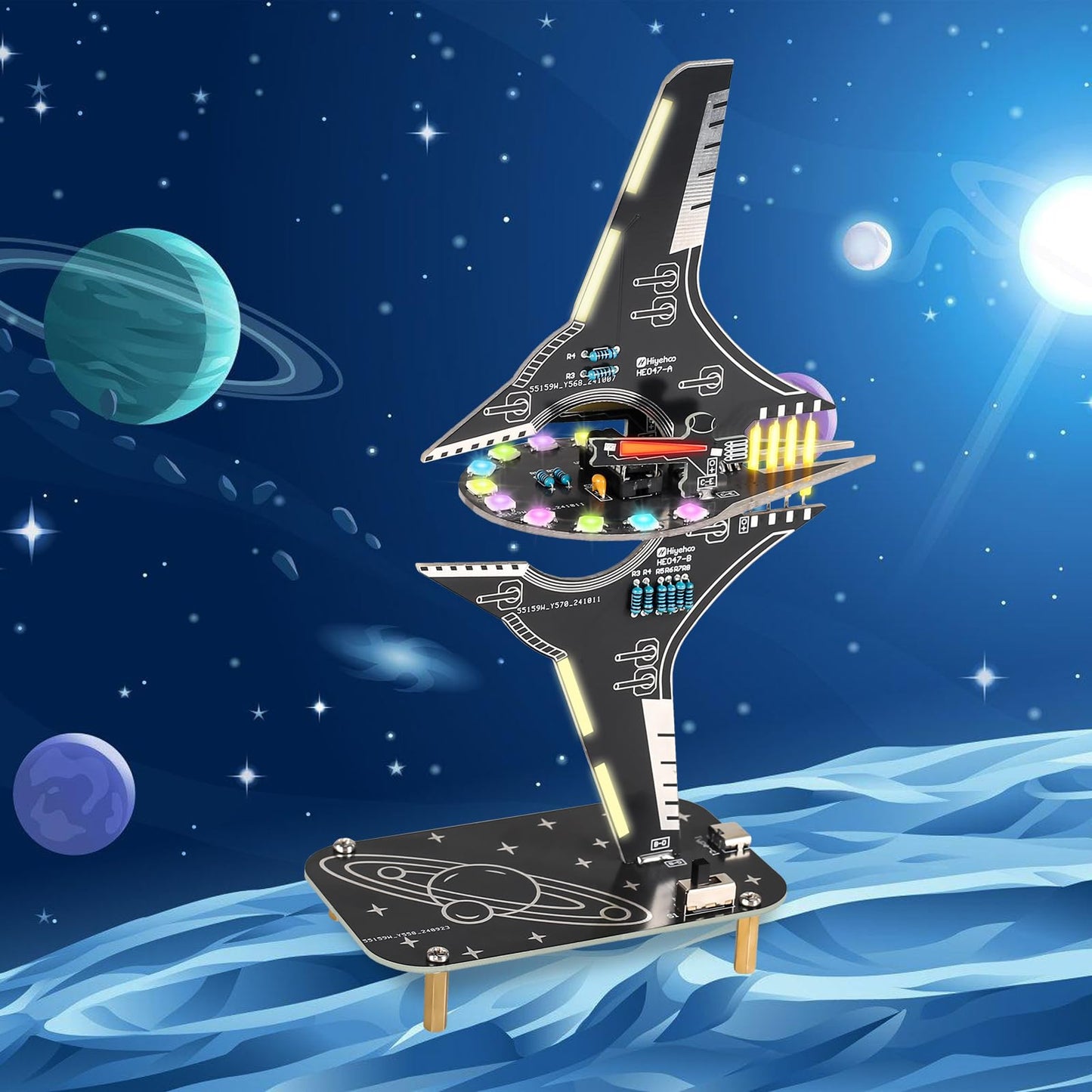 Starship Soldering Practice Kit, Sci-Fi Spaceship DIY LED Light Kit, Fun Electronics Learning Kit for School Projects & Cool Desk Decor Present for Teens & Adults