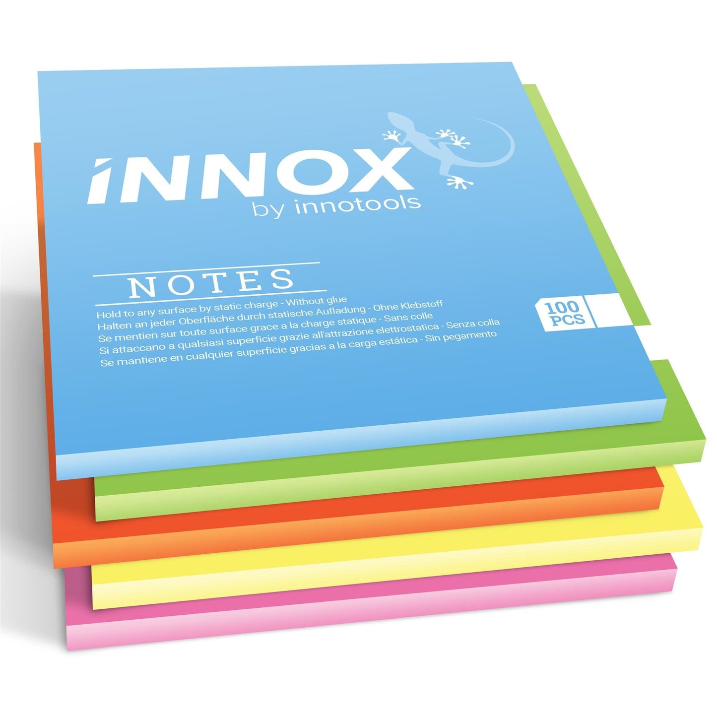 Self-Stick Notes 4x4 inch | Sticks to Any Surface Without Glue | Reusable White Dry Erase | 5 Pack, 500 Sheets (Assorted Colors, 4x4 inches)