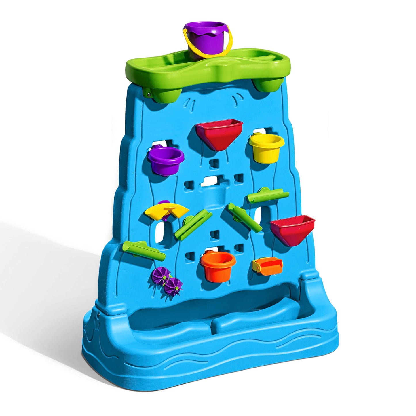 Step2 Waterfall Discovery Wall, Kids Double-Sided Water and Sand Activity Sensory Table, Summer Outdoor Toys, 13 Piece Toy Accessories, For Toddlers 1.5+ Years Old