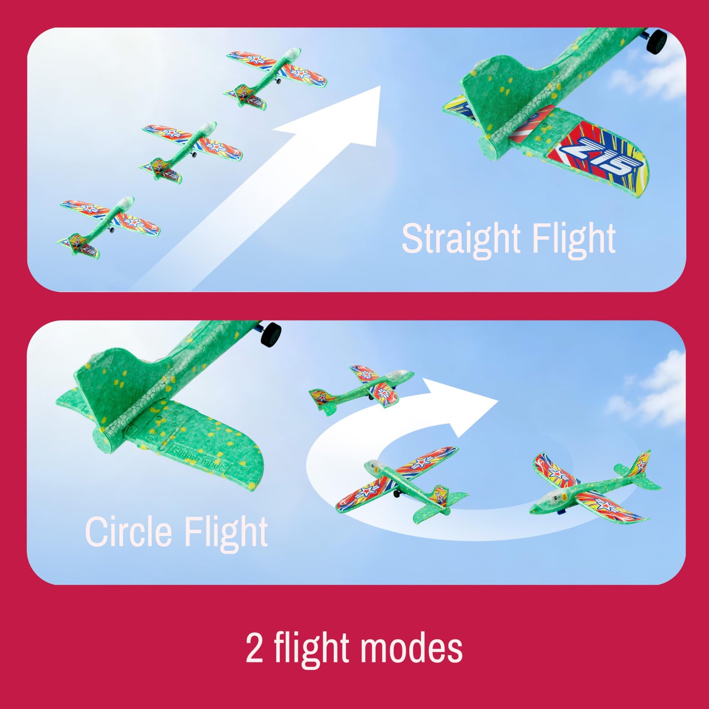 JOYIN LED Foam Glider Airplane Launcher Set, 3 Light-Up Flying Planes with 1 Handheld Launcher, Long Distance Outdoor Flying Game for Teens & Adults (14+)