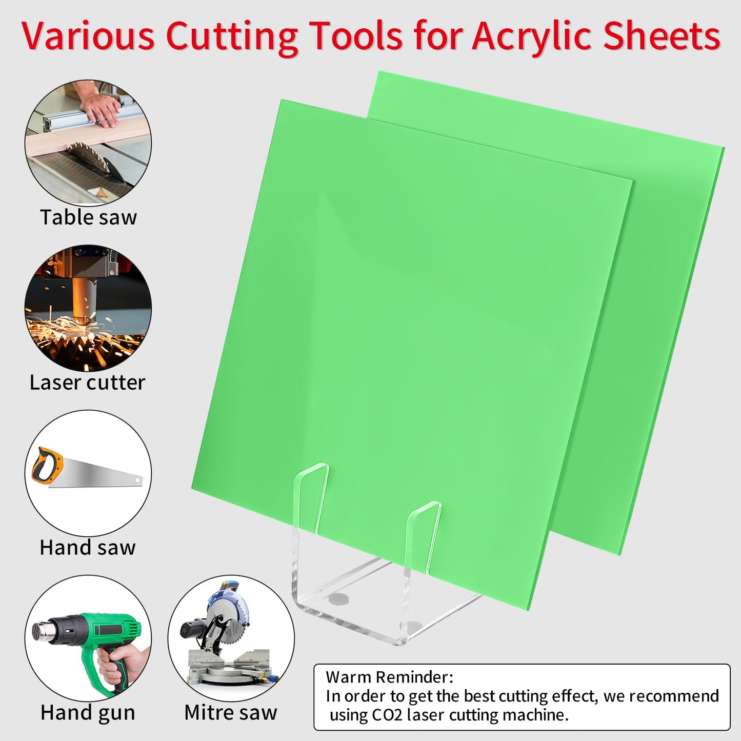Gdhwxcl 1/8 Thick 12 x 12 inch Acrylic Sheets - 2 Pack Plexiglass Sheets for Creative DIY Projects Laser Cutting Engraving UV Printed Signs Crafts Badges (2, Light Green, 12 x 12 inch)