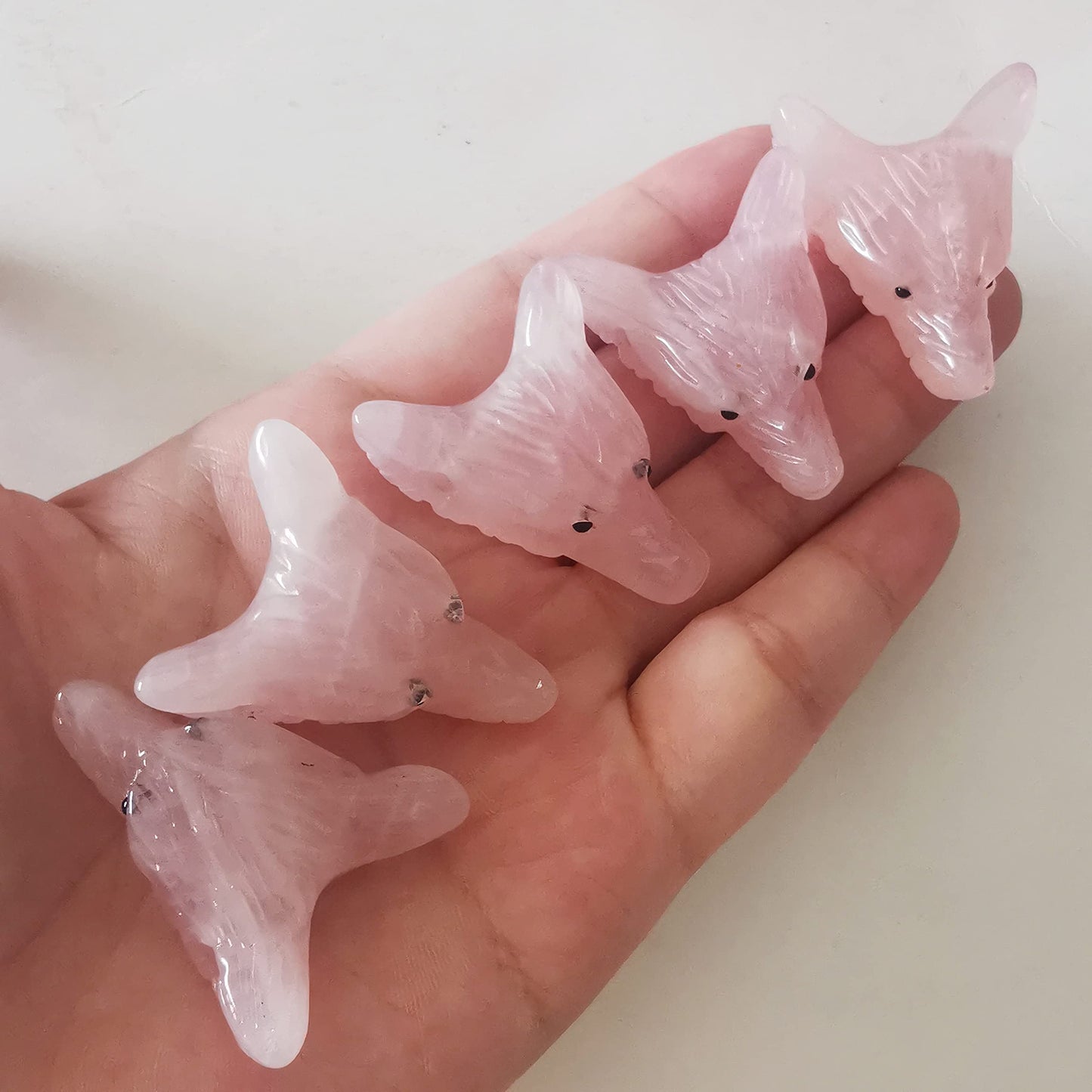 Bacatgem Natural Rose Quartz 1.37 inchs Wolf Head Pocket Crystals and Healing Stone Figurine,Haped DIY-Jewelry Pendant