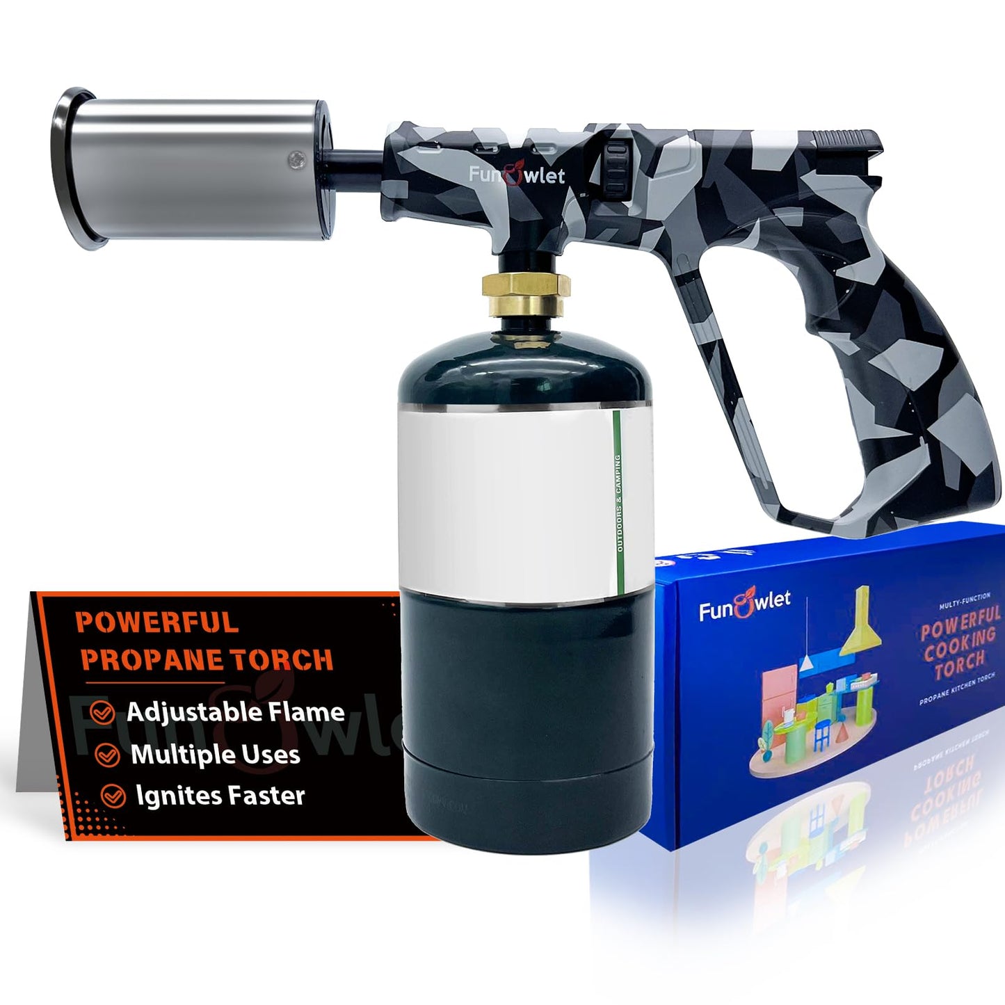 Powerful Cooking Propane Torch Lighter - Culinary Kitchen Torch, Sous Vide, Charcoal Lighters Campfire Starter, Flame Thrower Fire Grill Gun for Searing Steak, Creme Brulee, BBQ(Tank Not Included)