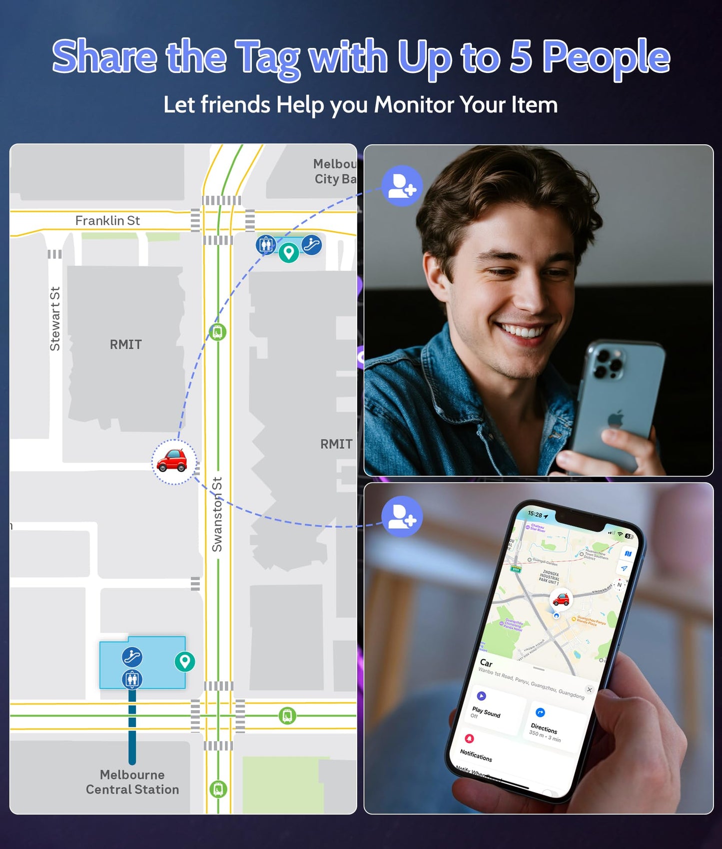 FEIFIND Mini GPS Tracker for Vehicles No Monthly Fee/No Subscription, Hidden Tracker Device for Vehicles, MFi Certified Car Tracker with Find My(iOS Only), Global Tracking