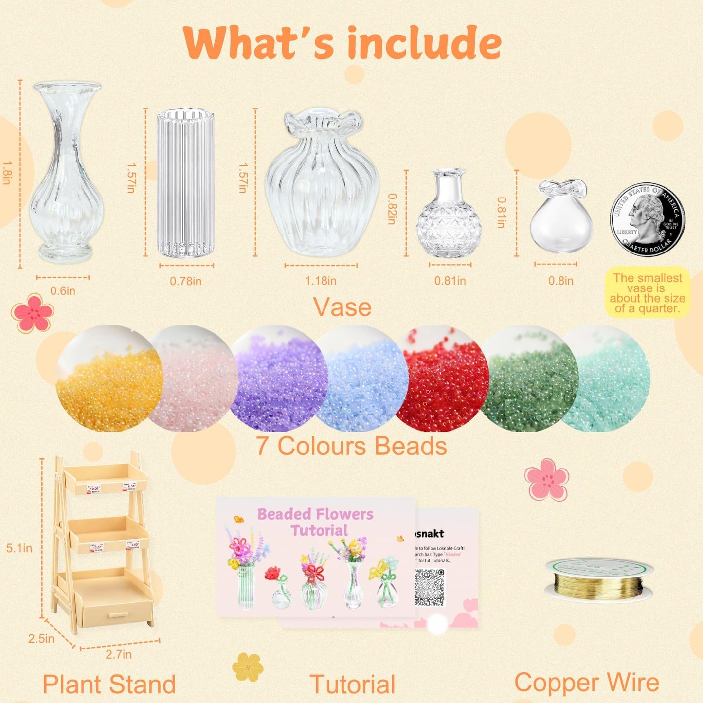 Beaded Plant Kit for Beginners: DIY Home Decor with Mini Vase Stand & Video Tutorial - Stress-Relieving Craft for Adult, Desk Decoration, Birthday Gift for Women