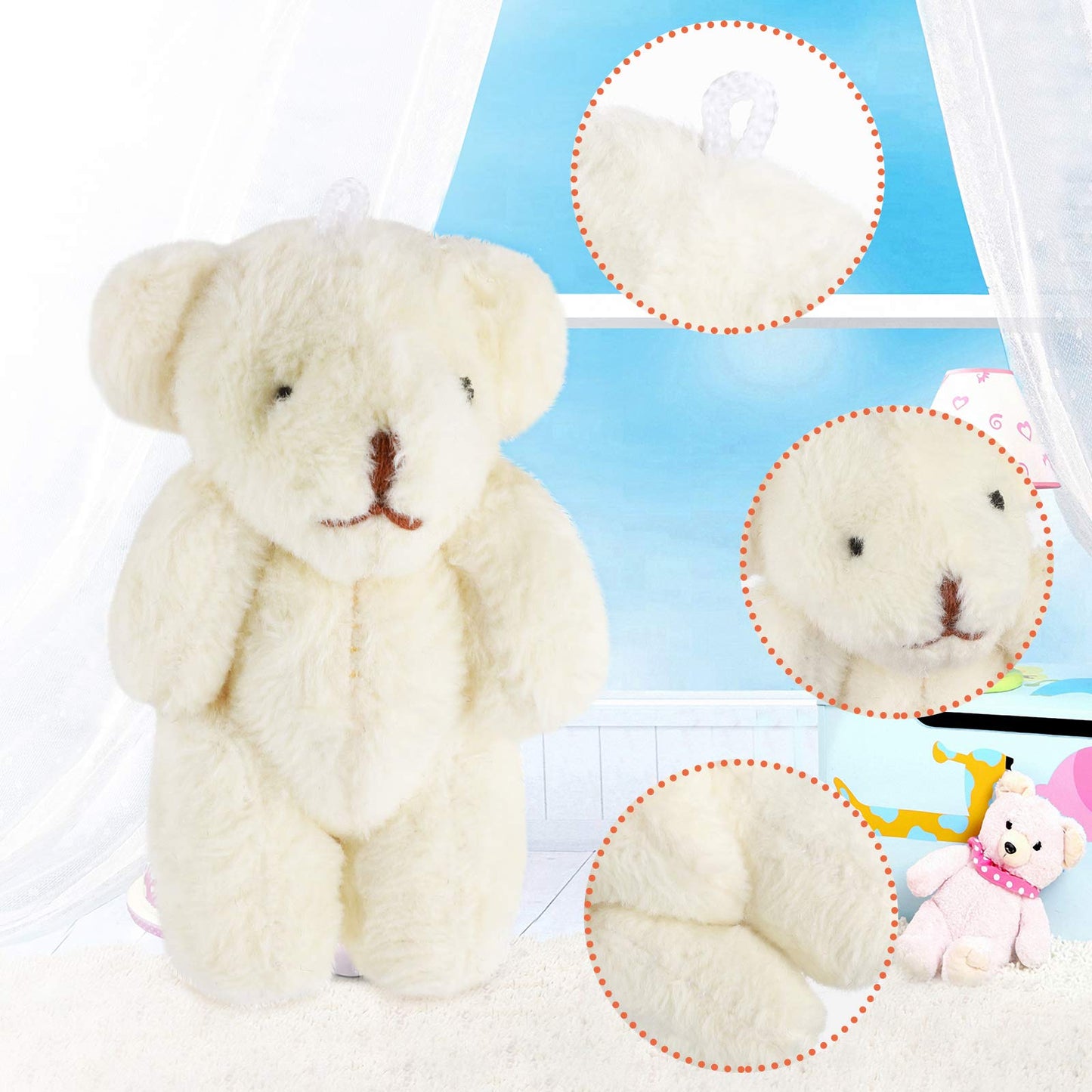 40 Pcs Mini Bear Toy Stuffed Tiny Bear Jointed Bear Soft Bear Keychain Mini Bear Stuffed Animal Small Plush Bears Tiny Bear Doll for Valentine’Day Bag Charm DIY Accessory(Cute Style, 6 cm)