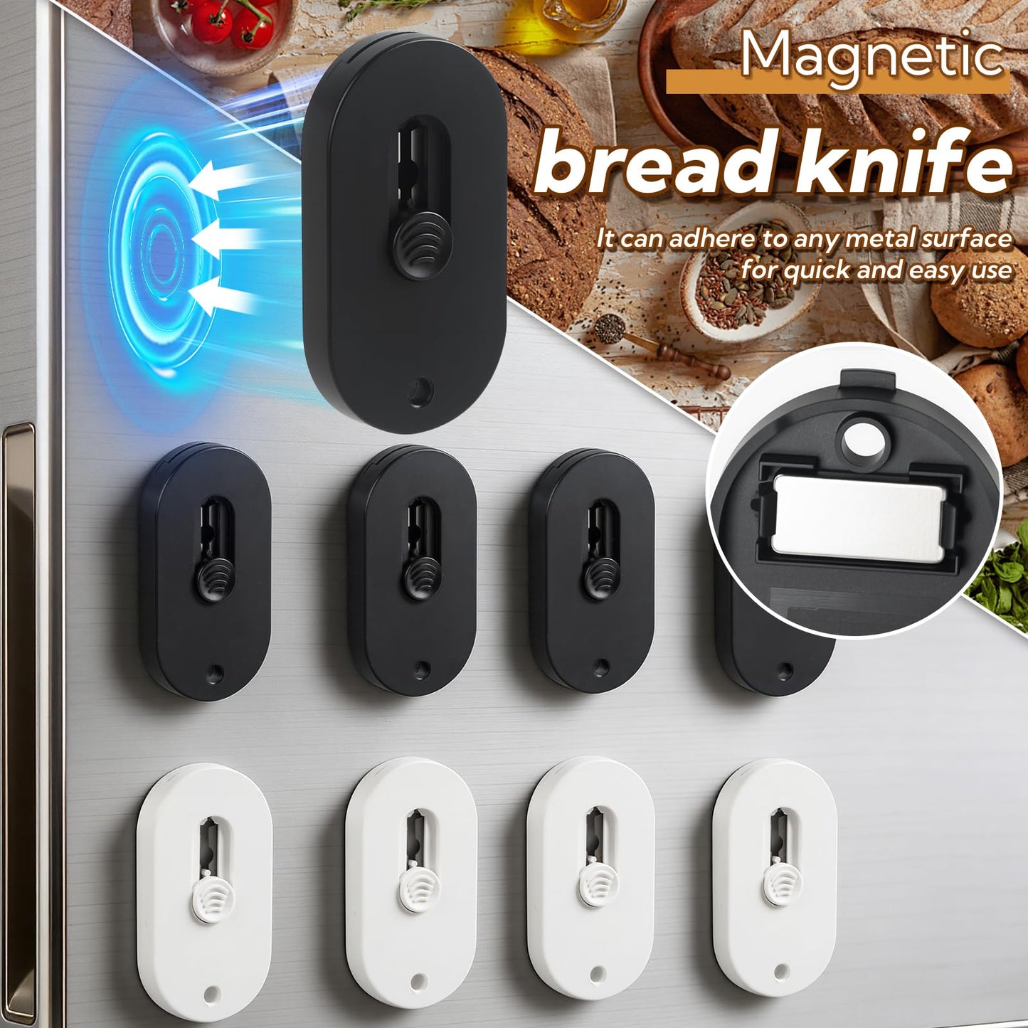 VZZNN 8 Pack Professional Bread Lame,Extractable & Magnetic Bread Lame Dough Scoring Tool for Sourdough Bread baking & Bread Making Tools Scoring Patterns booklet & 20 Razor Blades(Black+White)