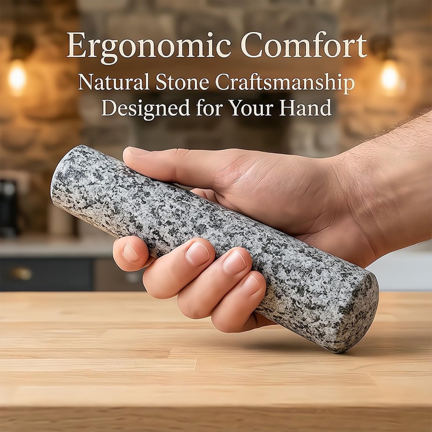 Granite Pestle Only Replacement, Heavy Unpolished Stone Pestle for Mortar and Pestle Set, Large 6.5 Inch Spice Grinder, Herb Crusher, Guacamole Masher (Mortar Bowl Not Included)