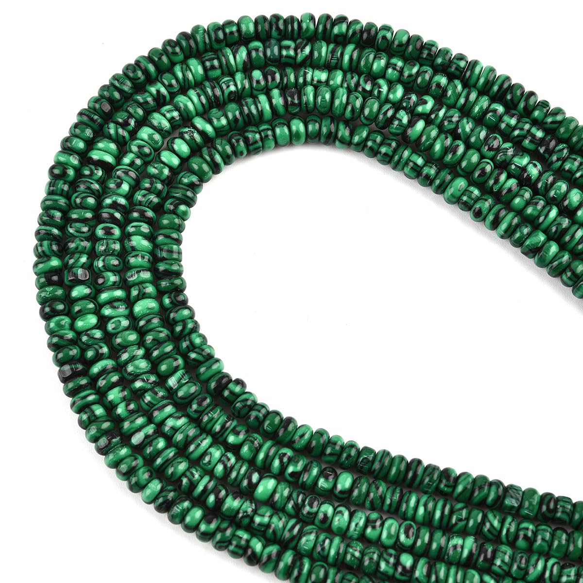 155pcs 4x2mm Synthetic Malachite Disk Rondelle Spacer Stone Semi Precious Gemstone Loose Beads for Jewelry Making 15 Inch