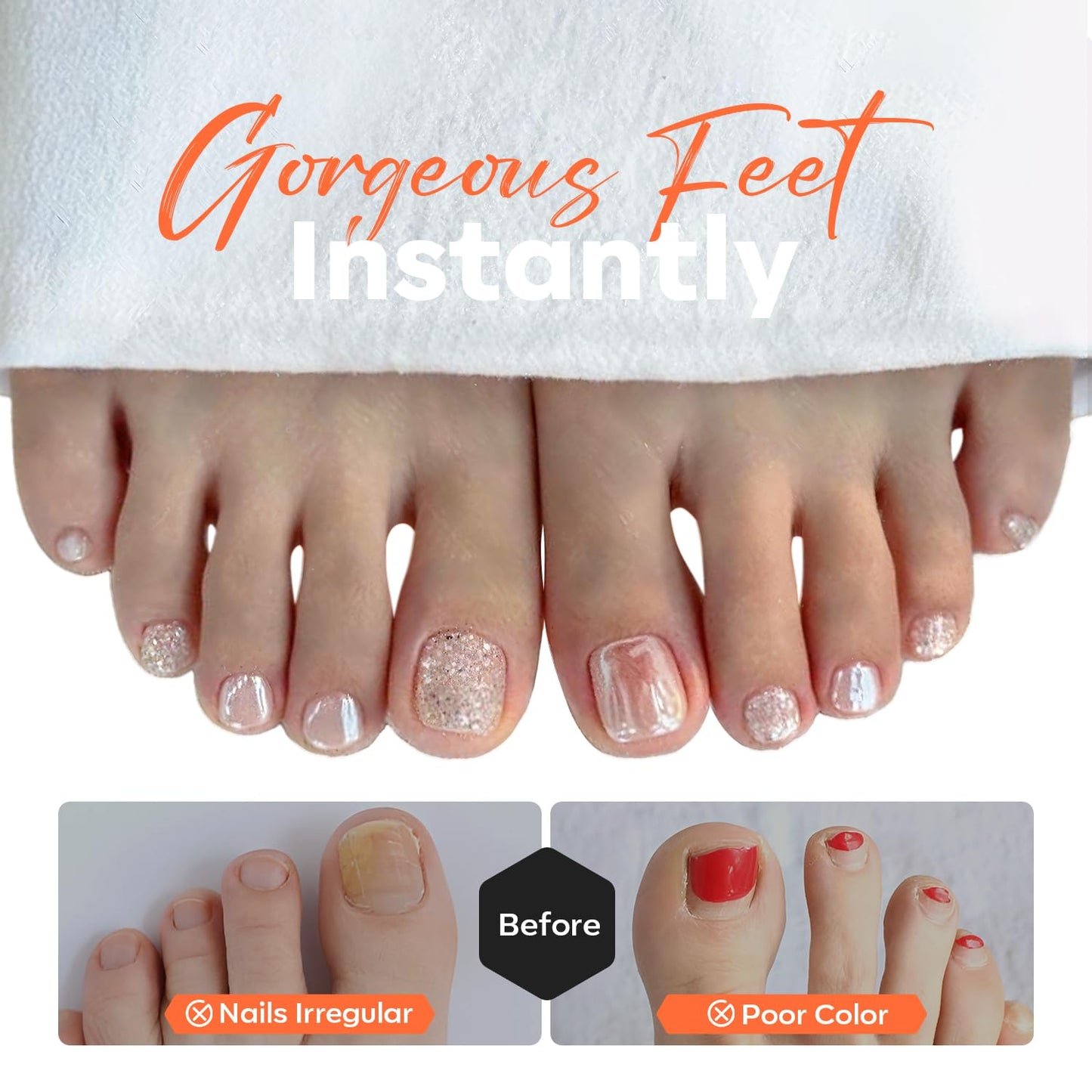 Modelones Toe Nail Tips Short Square Soft Gel Tips Squoval Fake Press Ons Toe Nails Matte Full Cover Pre-shape Extension Home DIY Salon 240Pcs 15Sizes