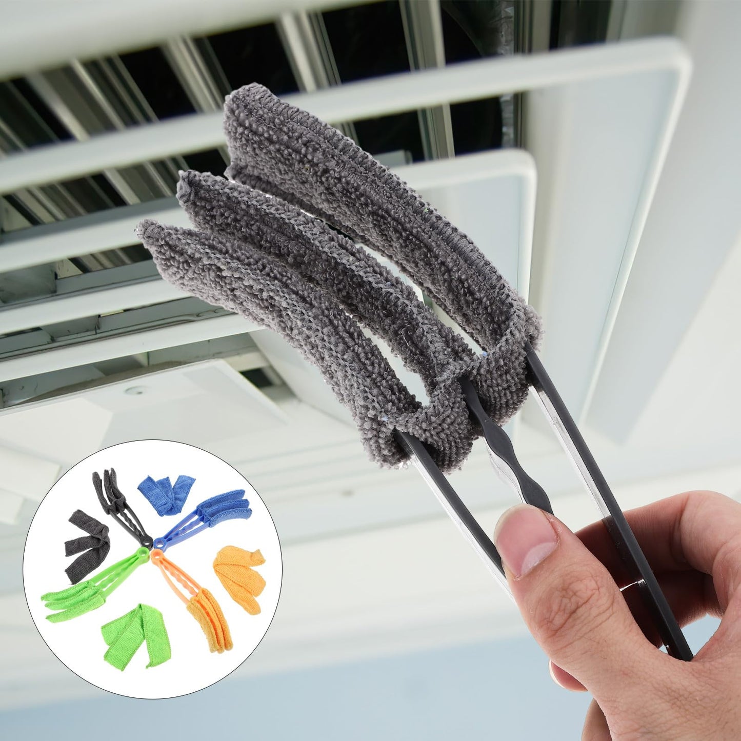 SEWCHICS Multifunctional Blinds Cleaner Brush Set 8pcs with Detachable Covers, Household Vent Dusting Tool for Daily Use, Compact Window Blind Duster Kit for Home Cleaning