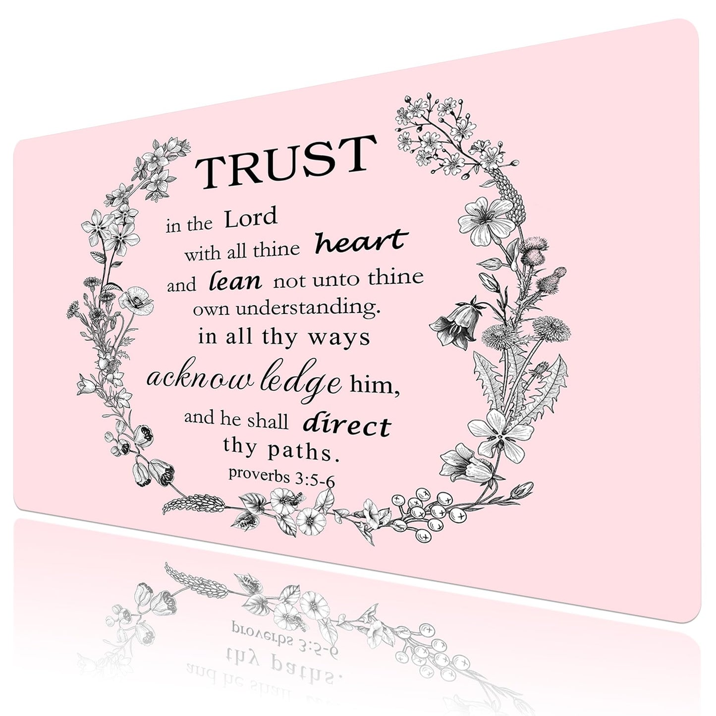 EOBTAIN Pink Large Mouse Pad Bible Verse Keyboard Mat 31.5x15.7 Inch Scripture XXL Extended Desk Mat Smooth Non-Slip Rubber Mousepad Relaxing Spiritual Desk Accessories for Office Home