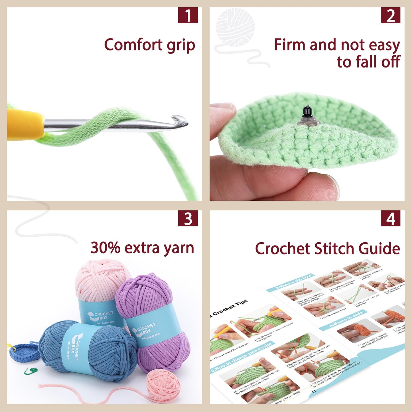CrochetBox Crochet Kit for Beginners, Highland Cow Easy Animals Starter Set for Adults and Teen (), Knitting Kit with Yarn, Hook, Video Tutorial(30%+ Yarn)