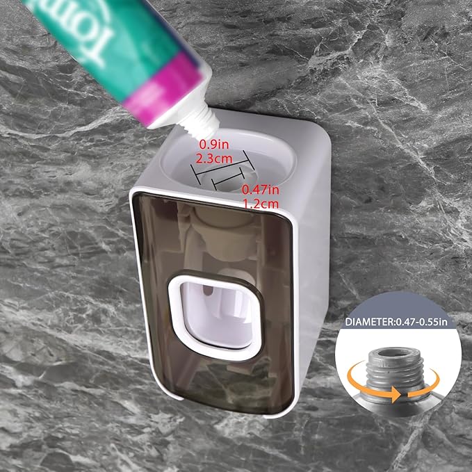 2 Slot Toothbrush Holder and Toothpaste Dispenser Wall Mounted, Automatic Toothpaste Squeezer, 2 in 1 Tooth Brush Toothpaste Organizer for Shower (Grey 2Pack)