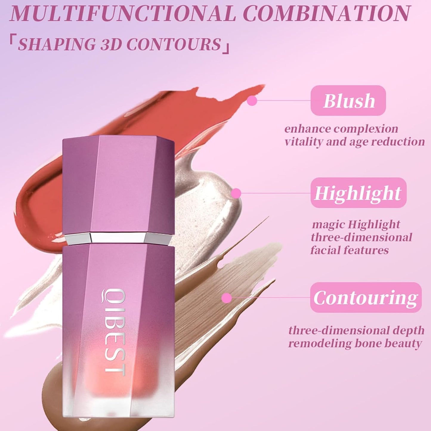 Soft Liquid Contour Stick, Liquid Face Bronzer Stick Built-in Sponge Tip, Cool Toned Liquid Contour for Women and Girl, Lightweight Blendable Cream Bronzer Stick Makeup,06 Brown