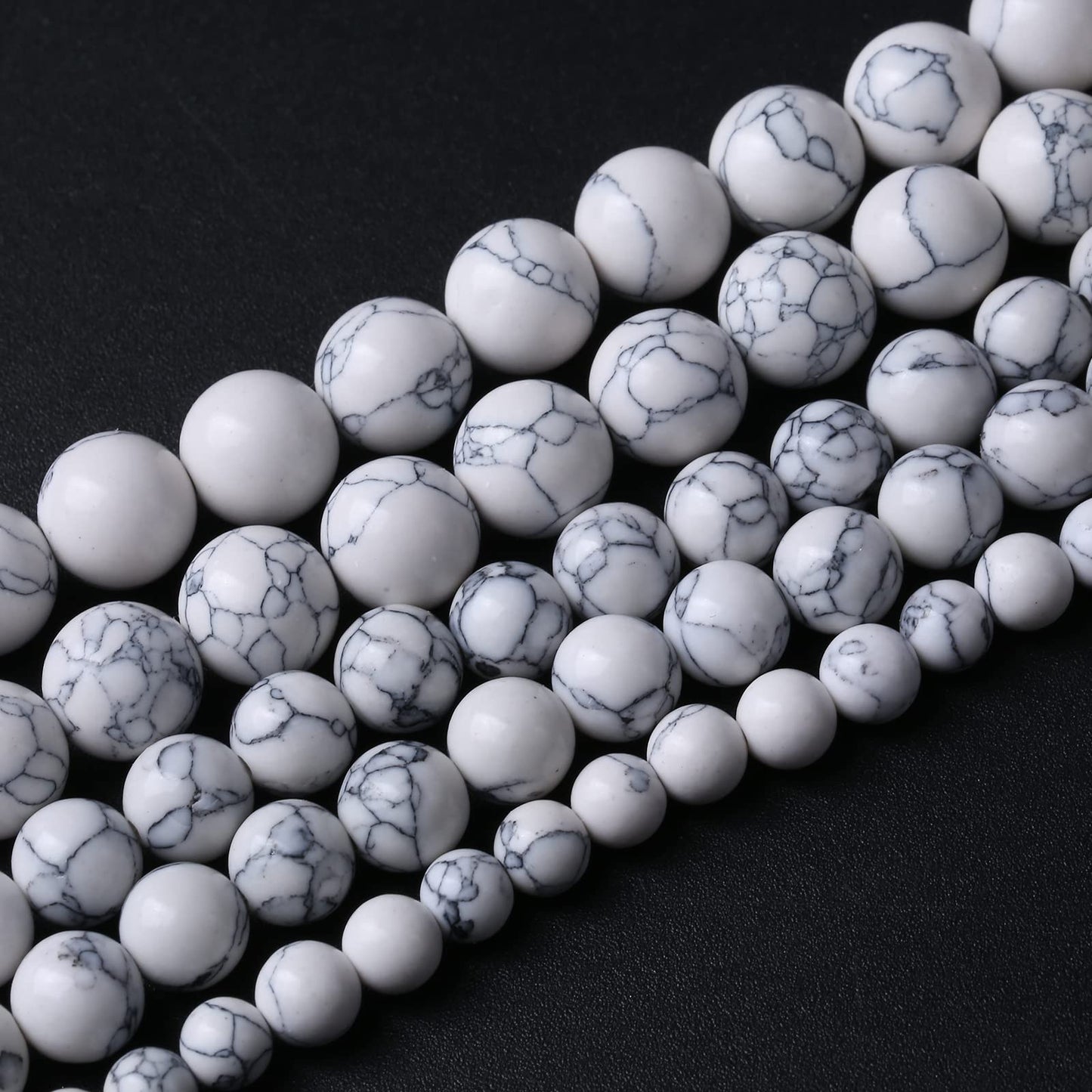 90pcs 4mm Natural Stone Beads White Turquoise Gemstone Round Loose Beads for Jewelry Making Crystal Energy Stone Healing Power DIY Bracelets (4mm, White Turquoise)