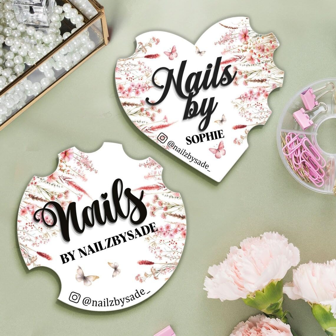 Acrylic Nail Photo Prop for Salons & Artists, Personalised Discs, 4'' Nail Artist Gifts, Advertising Tool, Tech Prop (Style 4)