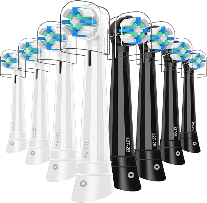 8 Pack IO Replacement Heads Compatible with Oral B IO 2/3/4/5/6/7/8/9/10/Deep Clean Series Electric Toothbrushes, Brush Heads Compatible with Oral B iO (Black/White)