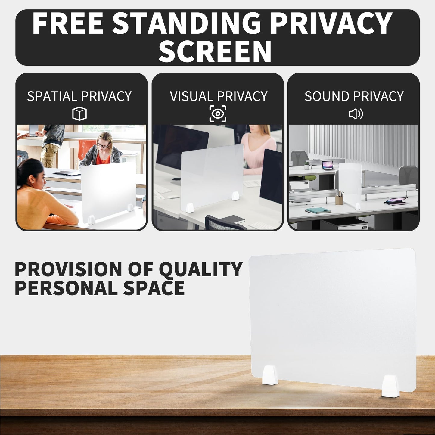 Nisorpa Desk Divider Privacy Panels Acrylic Partitions with Clips Classroom Privacy Shield for Desk Privacy Divider Partition for Schools Office Call Centers,Noise and Visual Guard,4Pcs-23.6”L X15.8”W