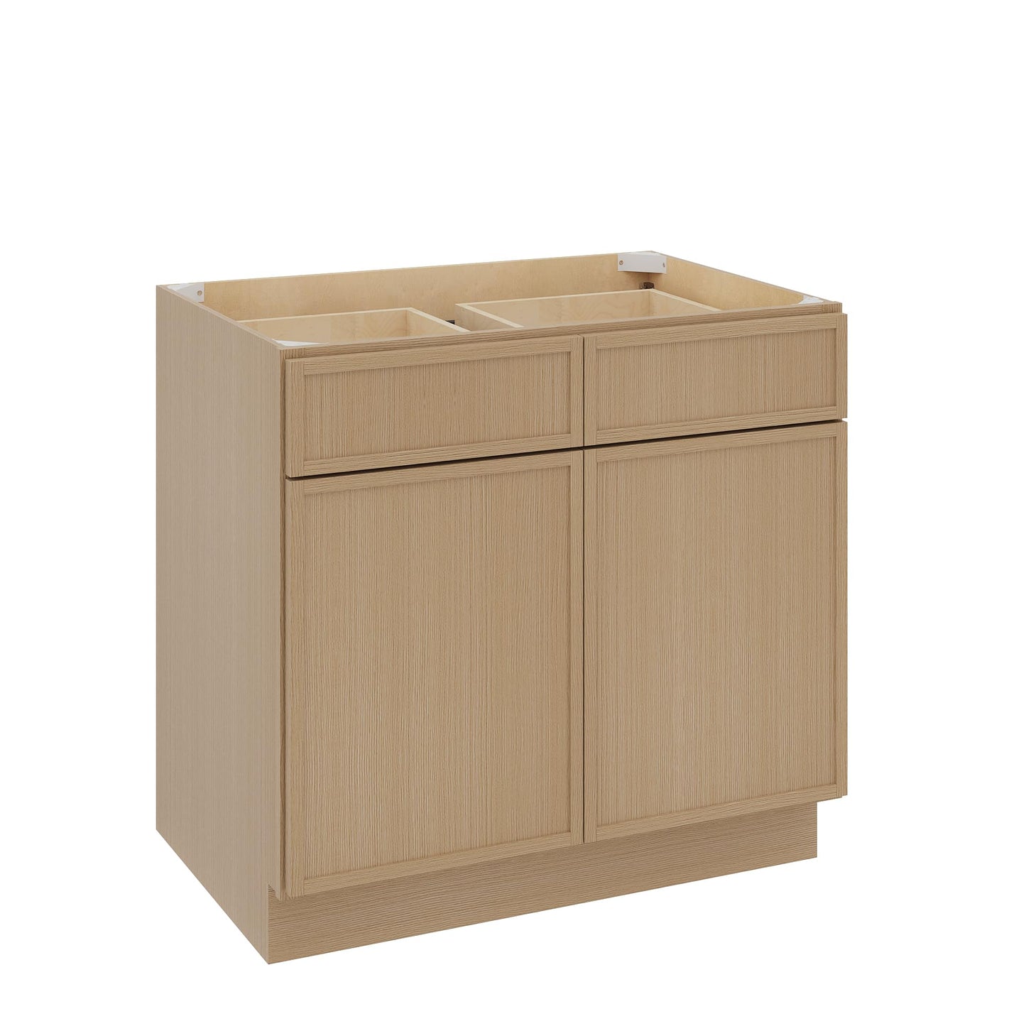 WelFurGeer White Oak Base Cabinets with Soft Close Drawers, Narrow Frame Shaker Style, Solid Wood Face Frame RTA Kitchen Cabinets, Modern Kitchen Cabinets for Kitchen, Laundry, Garage Storage