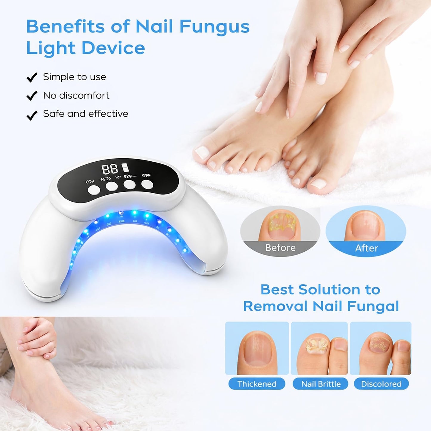 UV Nail Lamp-Nail Cure Lamp Nail Dryer for Gel Polish, Toe Nail Fungus Treatments Led Light with Automatic Sensor & 3 Timers