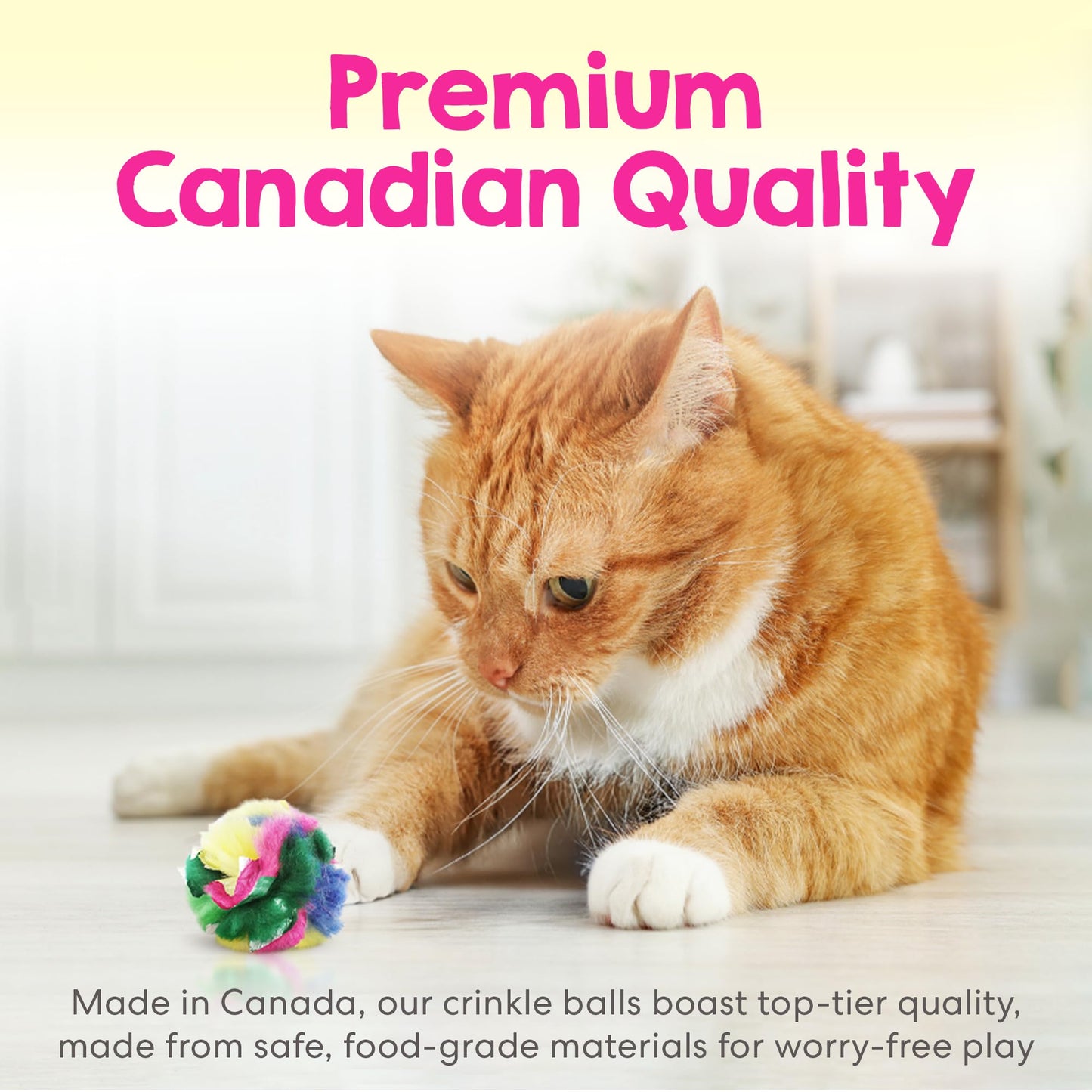 Cat Crinkle Balls 1.5 Inch | 50 Pack | Soft Lightweight Indoor Cat Toys with Durable Crinkle Build and Engaging Crinkle Sound