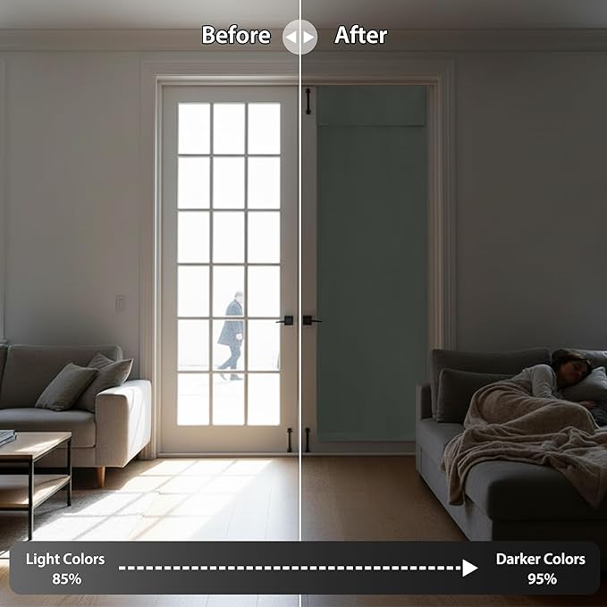 RYB HOME Blackout Door Curtain - Pricacy Window Shades Thermal Insulated Light Block French Curtain Tie up Shades Energy Efficient for Front Door Blind, 30 x 72 inches, Sage Green, 1 Panel
