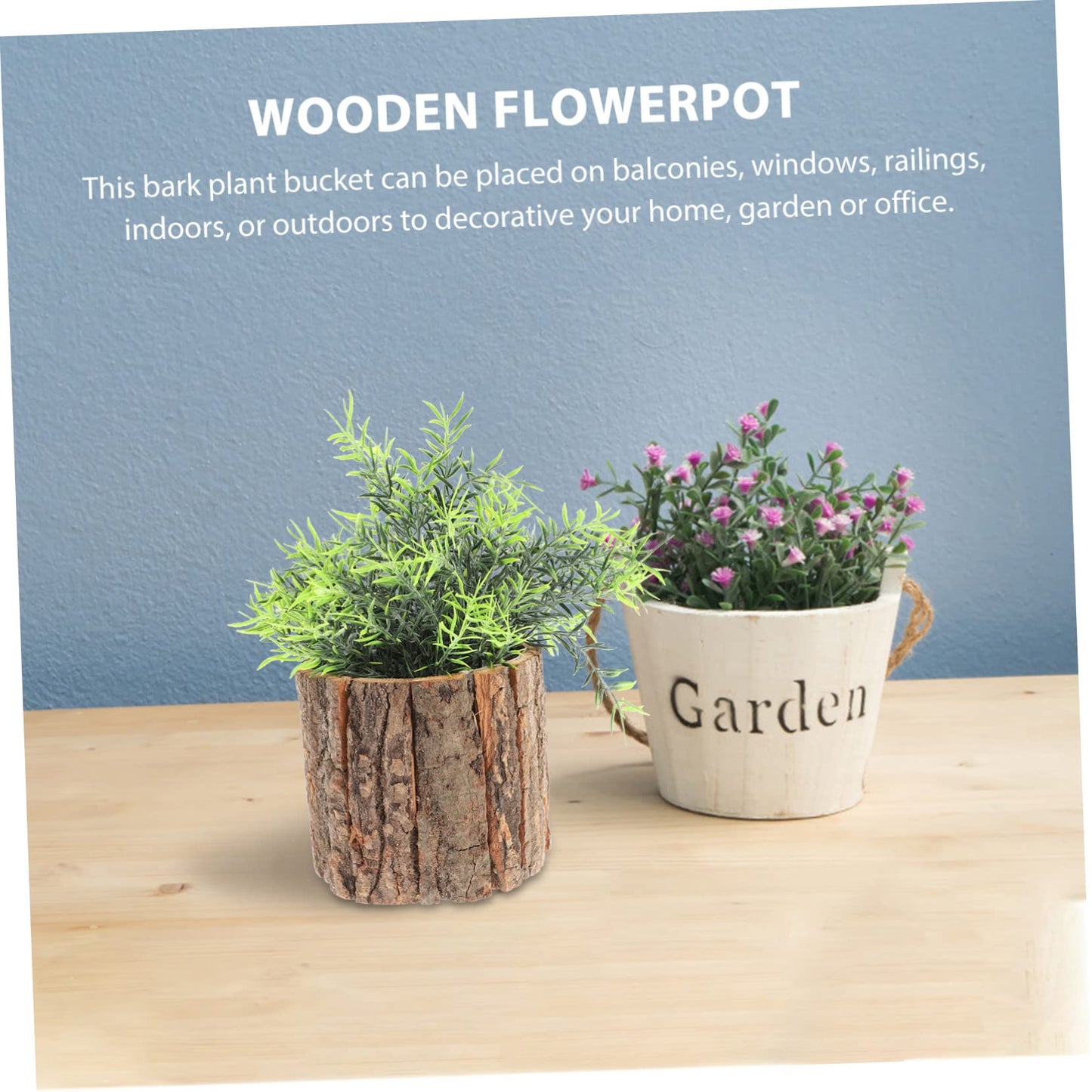 LIOOBO Birch Tree Flower Pot Set 2pcs Wood Planter Pot Home Decorative Stump for Planting Succulents