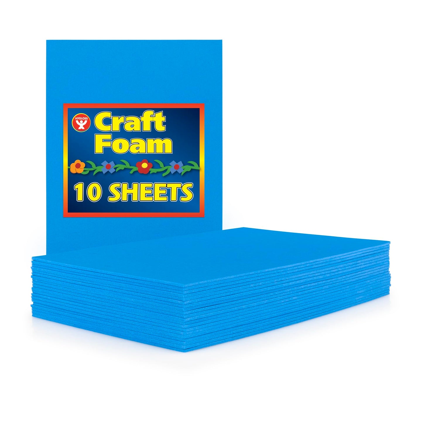 Hygloss Sheets Colorful Foam for DIY Arts & Craft, 12” x 18”, Blue, 10 Piece