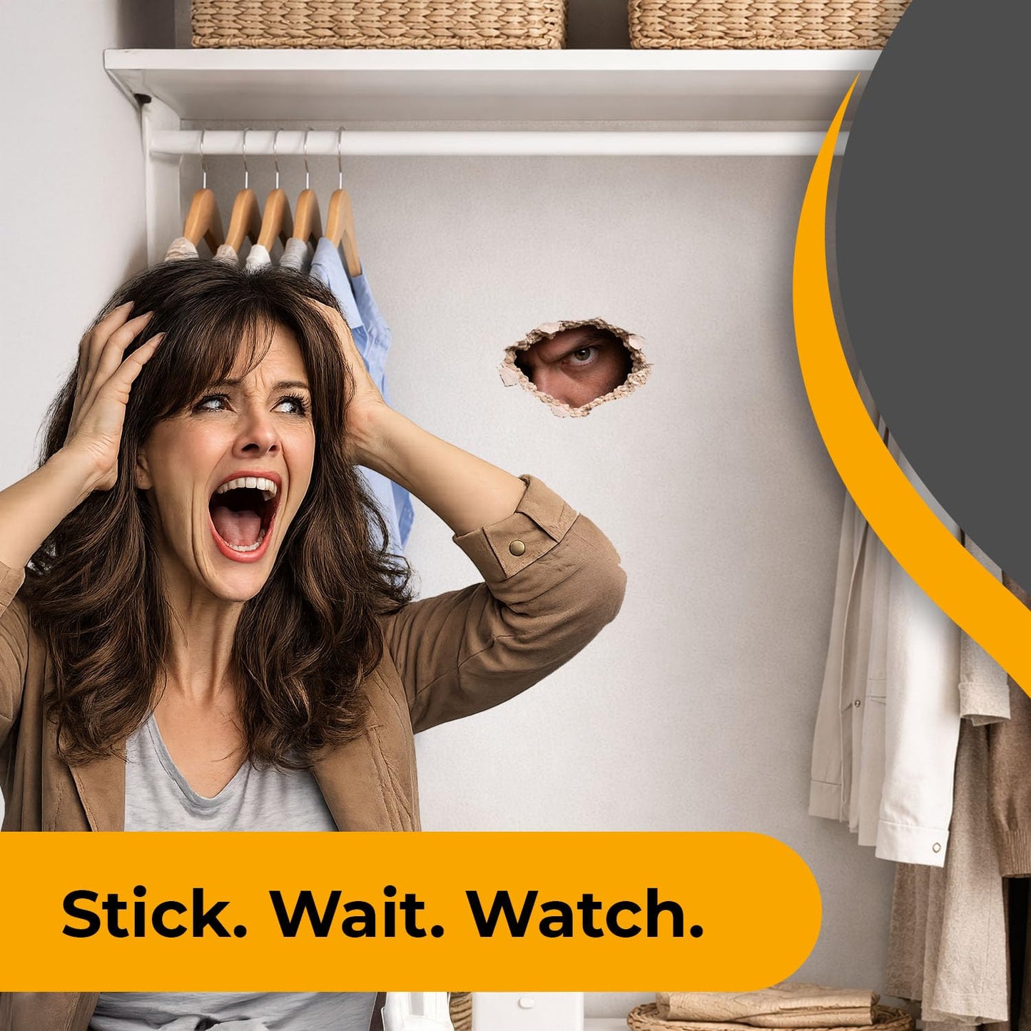 Creepy Hole-in-The-Wall Prank Stickers (5-Pack) – Reusable Peeking Face Wall Decals for Bathroom, Office & Dorm – Scary Fake Hole Gag Stickers for Pranks & Halloween Decor