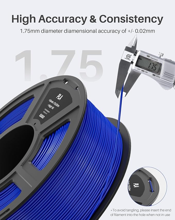 ELEGOO PLA Filament 1.75mm Space Gray 1KG, 3D Printer Filament Dimensional Accuracy +/- 0.02mm, 1kg Spool(2.2lbs) Fit Most FDM 3D Printers