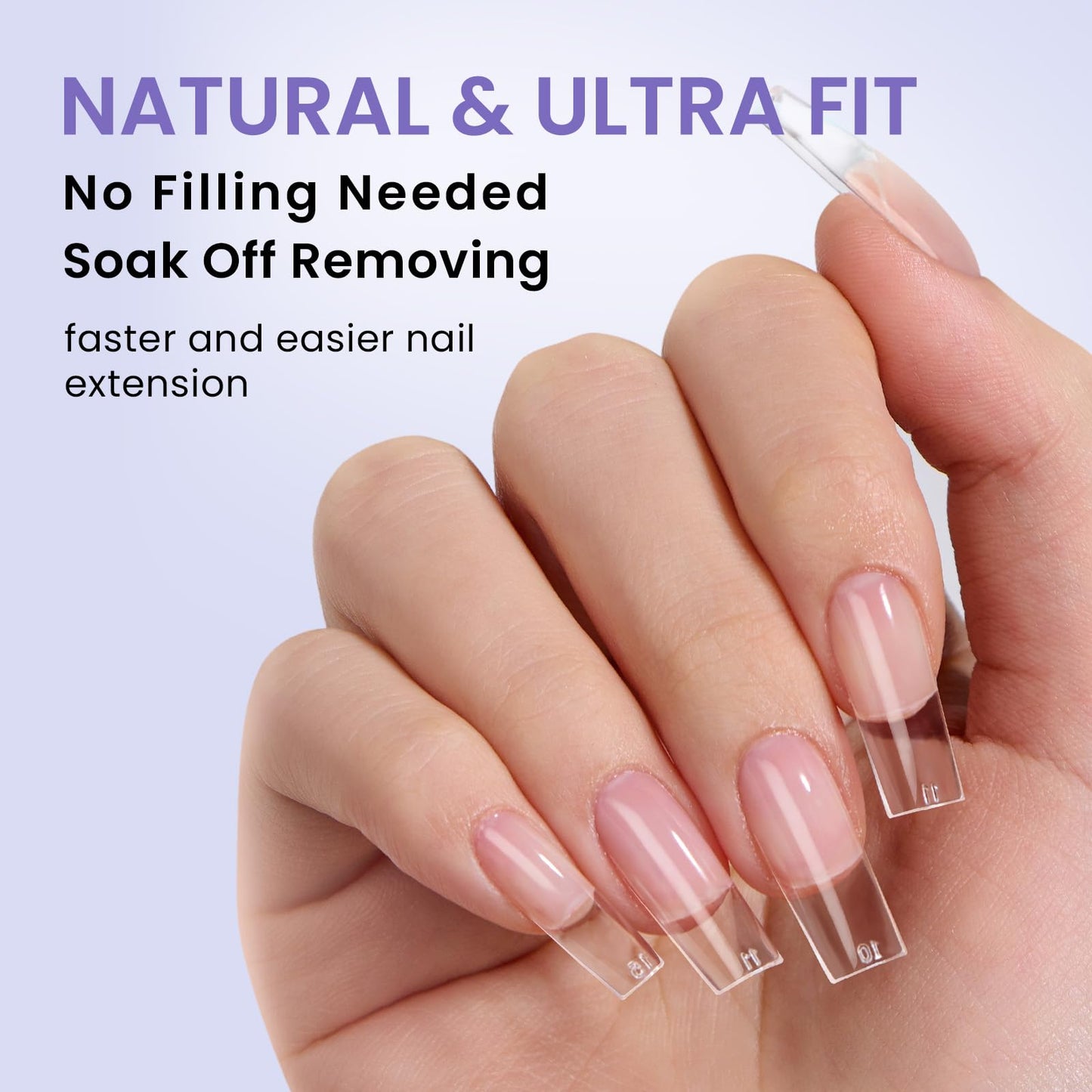 BTArtbox Solid Nail Gel & Half Matte Gel Nail Tips - 320pcs Square Press on Nails Medium, Upgrade 3 in 1 Nail Gel for Fake Nails