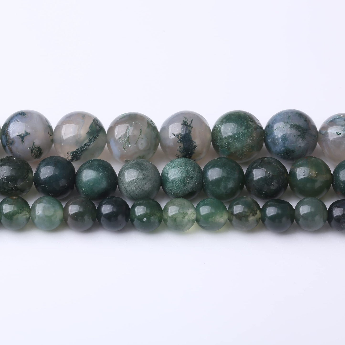 10MM Moss Agate Round Loose Beads Natural Gem Beads Crystal Energy Stone Beads for Jewelry Making DIY Bracelet Necklace