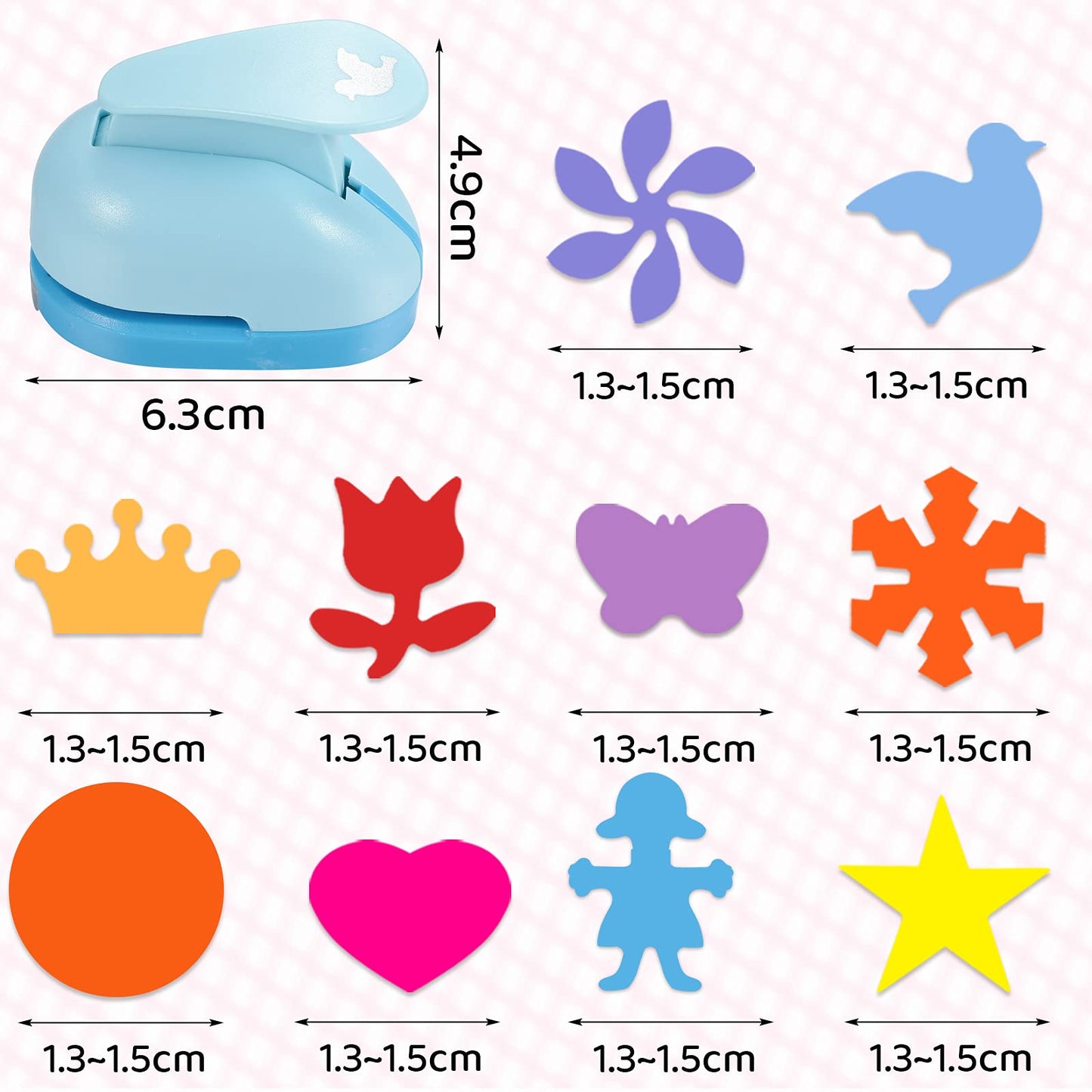 Outus 10 Pieces Craft Hole Punch Mini Craft Paper Punch Single Crafting Scrapbook Shape Hole Puncher for DIY, Scrapbook, Cards, Handmade Project, 10 Shapes