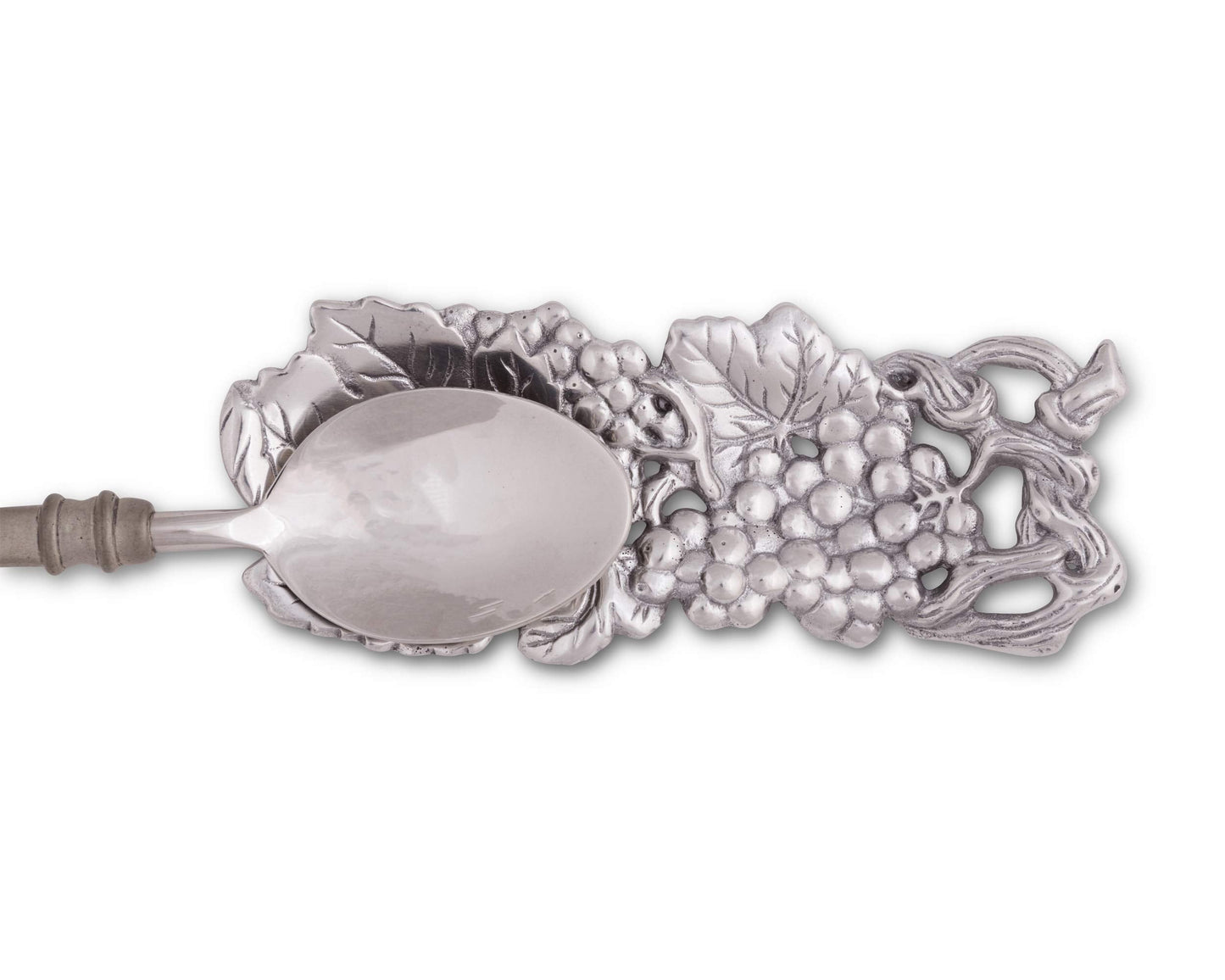 Arthur Court Grape Pattern Spoon Rest - Aluminum Metal Decorative - Holder for Kitchen, Spatula Ladle, Brush and Other Cooking Utensils 8.5 inch x 3.5 inch