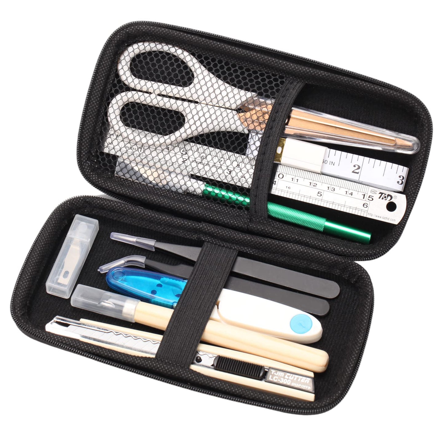 MILUSONG 9-in-1 Portable Tools Set Includes Scissors, Utility Knife, Craft Knife, Ruler, Tape Measure, Sewing Scissors, Tweezers DIY Tool Kit for The Household, Office