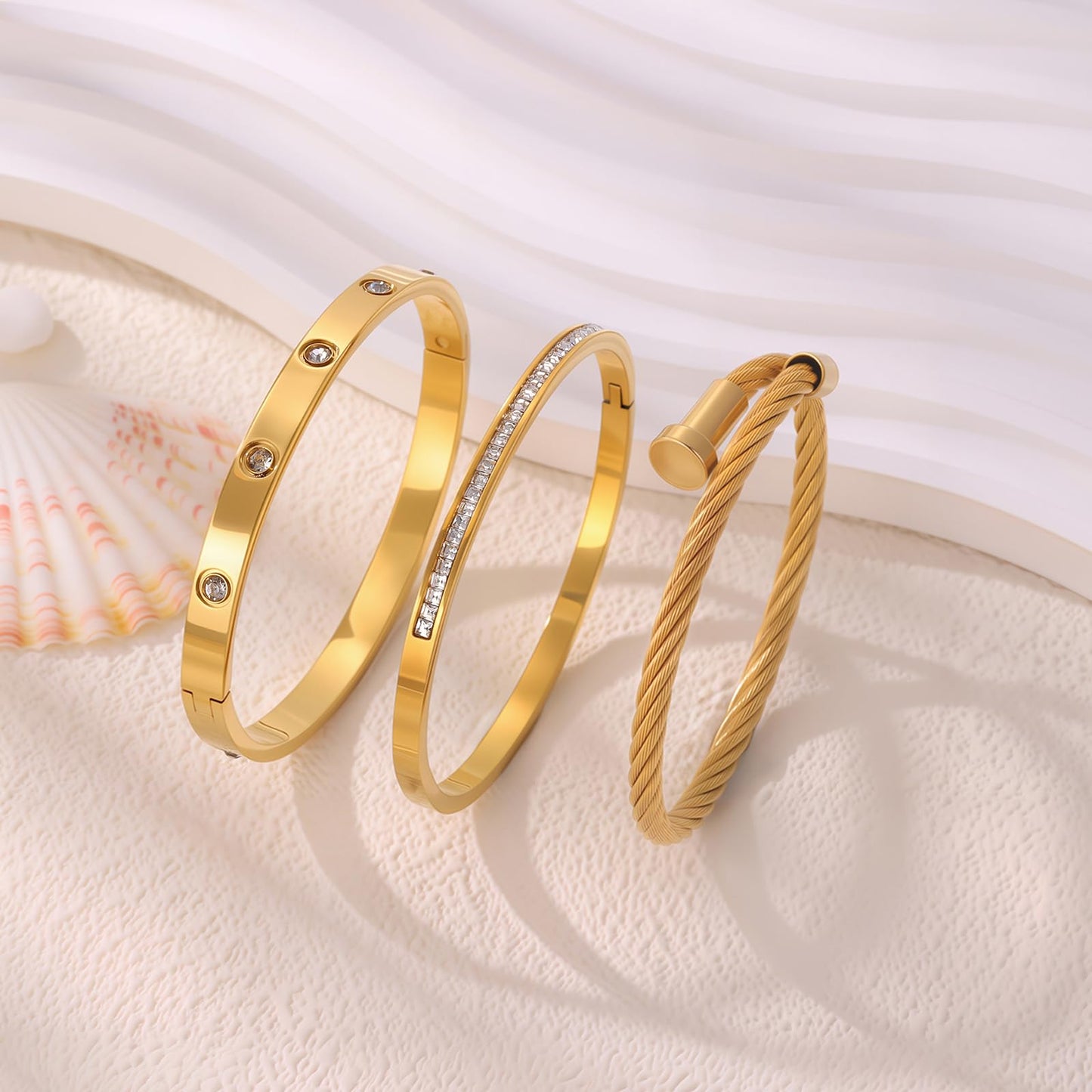 Camhanno Bracelets for Women - Stackable Bangles with Friendship & Love Theme - Stainless Steel Jewelry, Ideal Birthday Gift (Style 1)