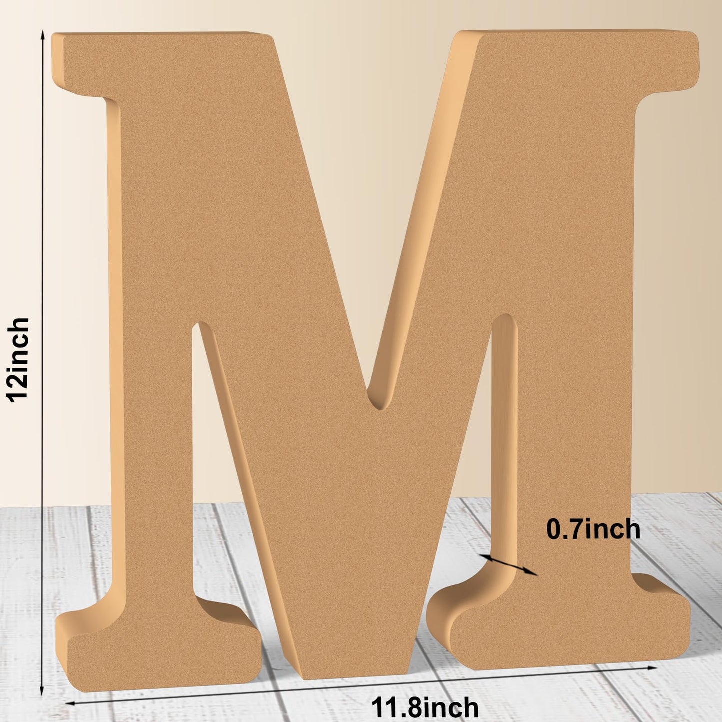 AOCEAN 12 Inch Designable Wood Letters Unfinished Wood Letters for Wall Decor Decorative Standing Letters Slices Sign Board Decoration for Craft Home Party Projects (M)