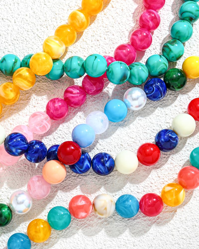 FAUTHENTICUTE Colorful Beaded Necklace for Women Chunky Bead Choker Statement Necklace Boho Summer Beach Jewelry Gift for Mothers Day