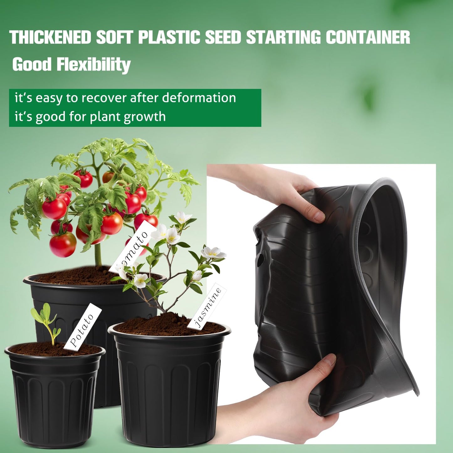 Ziliny 120 Pack 0.5 1 2 Gallon Plant Nursery Pots with 120 Plant Labels Thickened Flexible Plastic Pots for Plants Disposable Garden Pot Flower Container for Succulent Seedling Cutting Transplanting